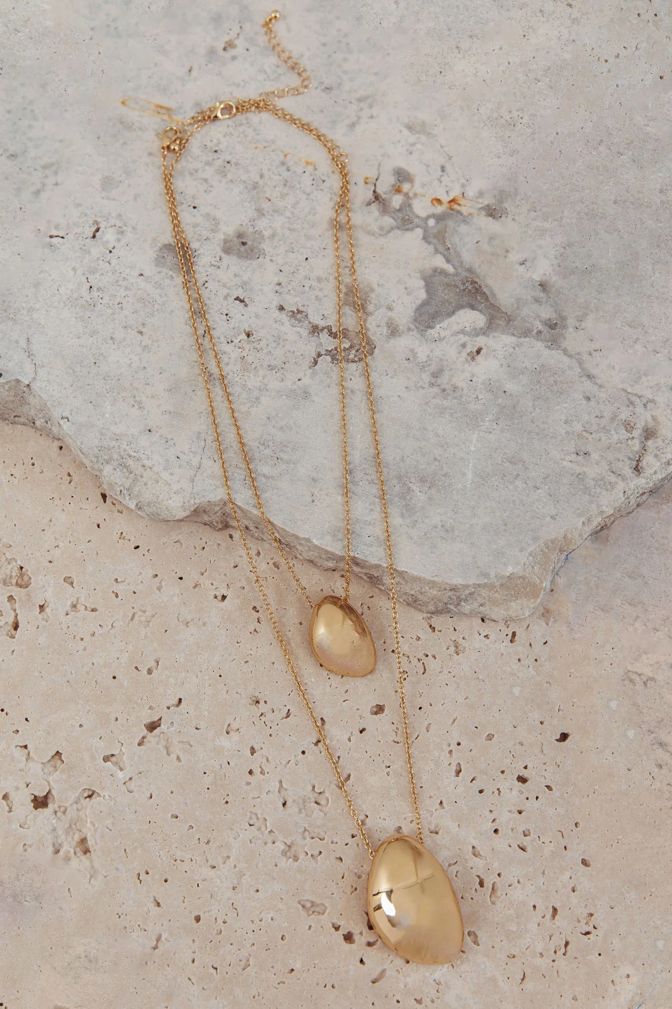 Moonlight Double Chain Pendant Necklace Gold