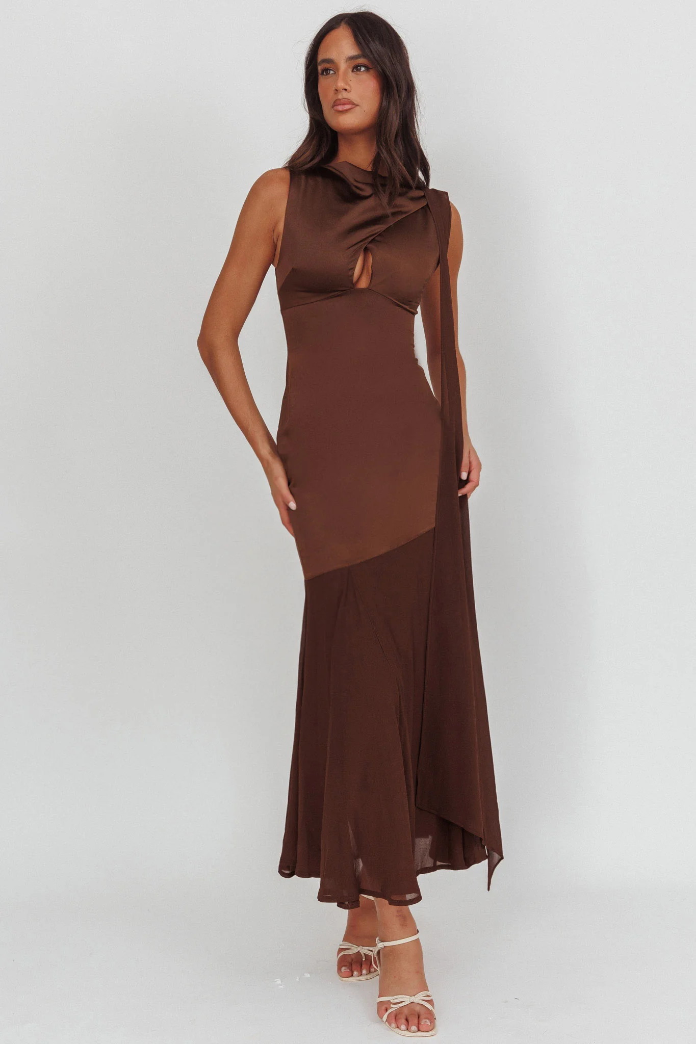 Meliza Keyhole Bust Maxi Dress Chocolate