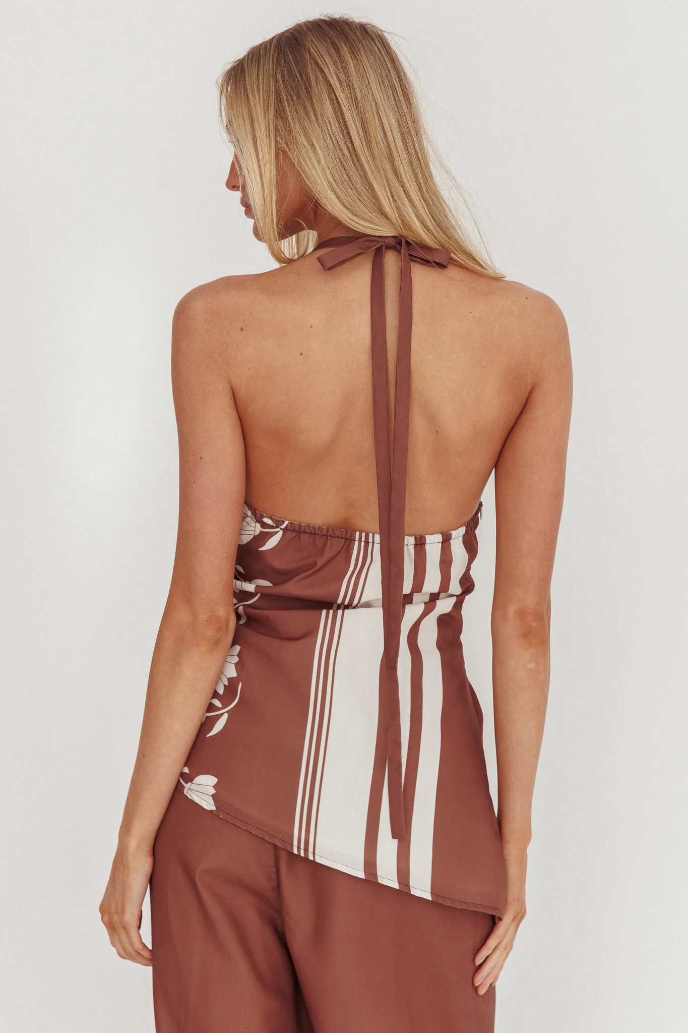 Eniola Asymmetric Neckline Halter Top Palma