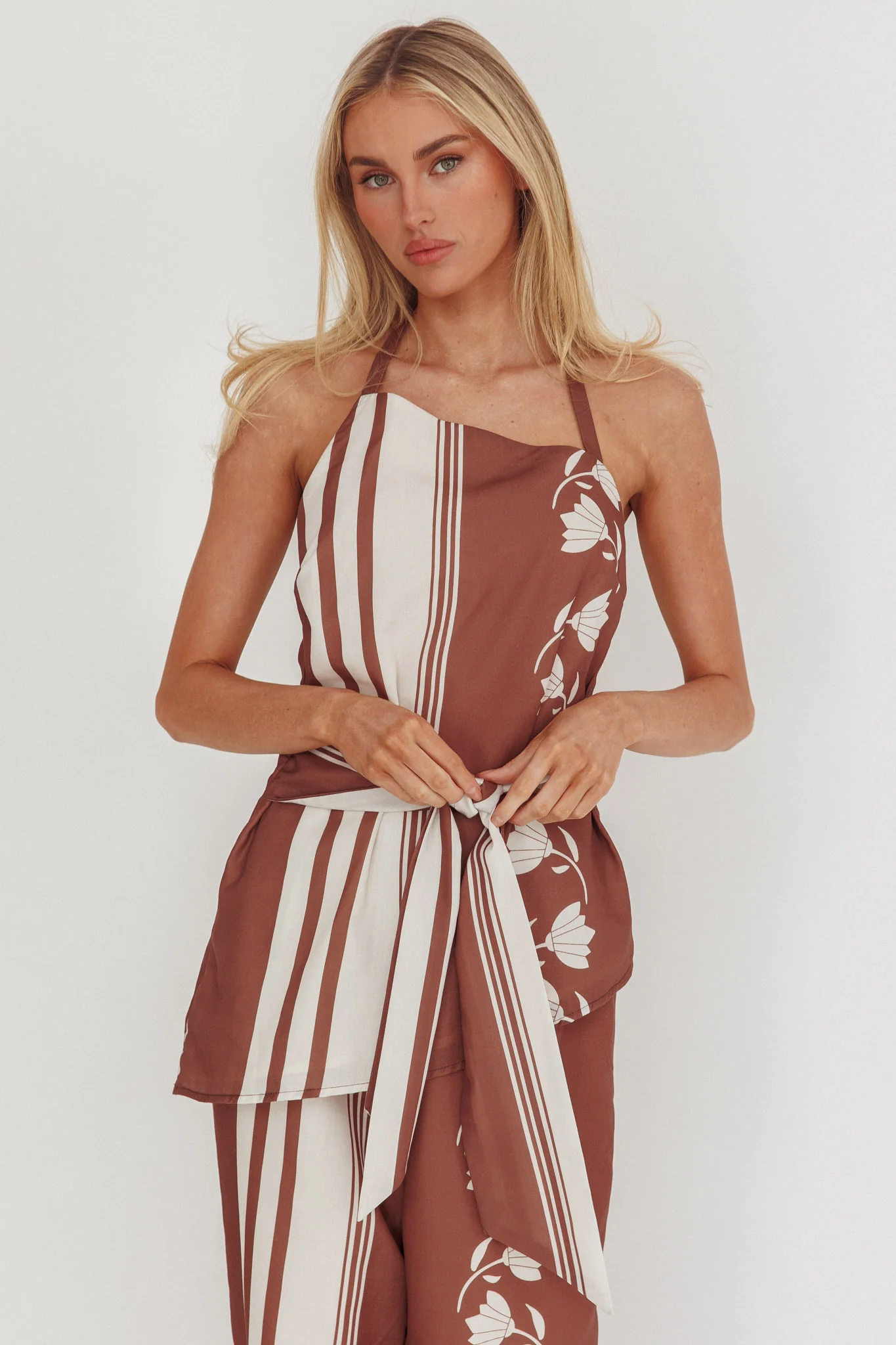 Eniola Asymmetric Neckline Halter Top Palma