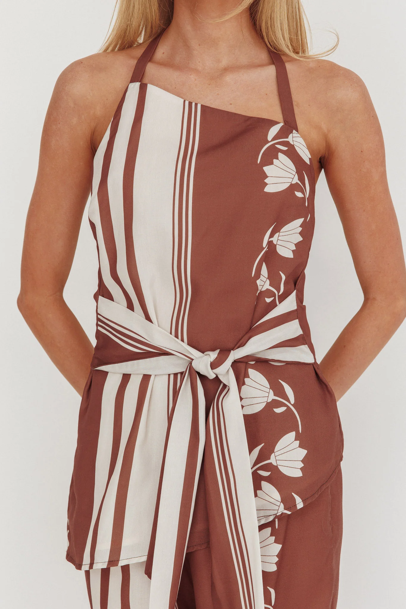 Eniola Asymmetric Neckline Halter Top Palma