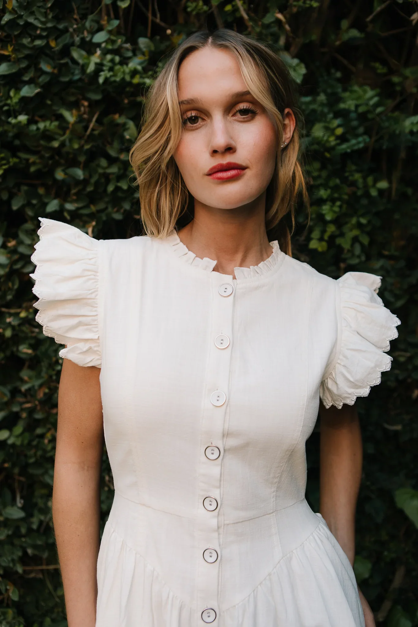 Nelly Dress in White Denim