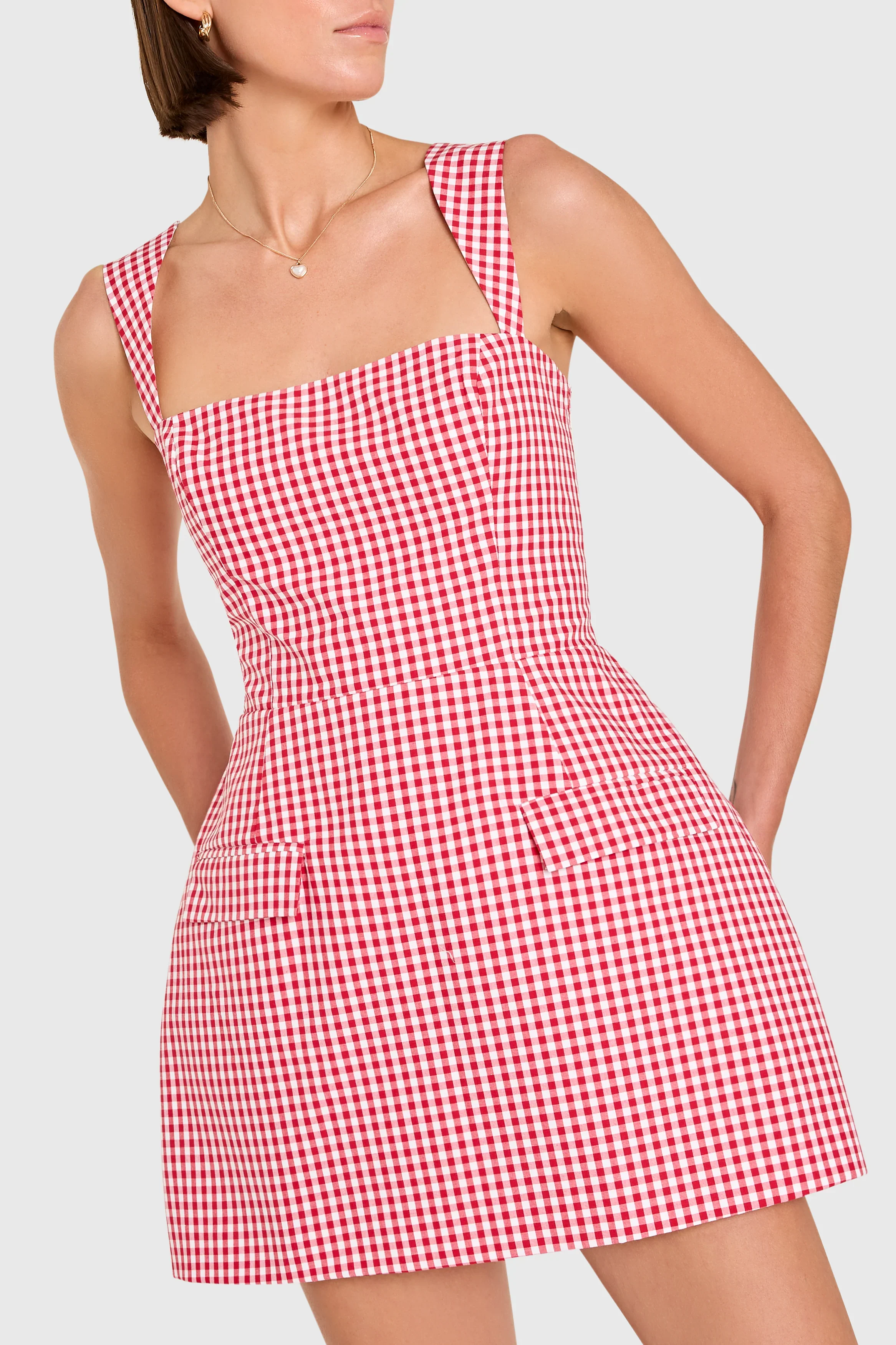 Bethany Skort Romper in Gingham