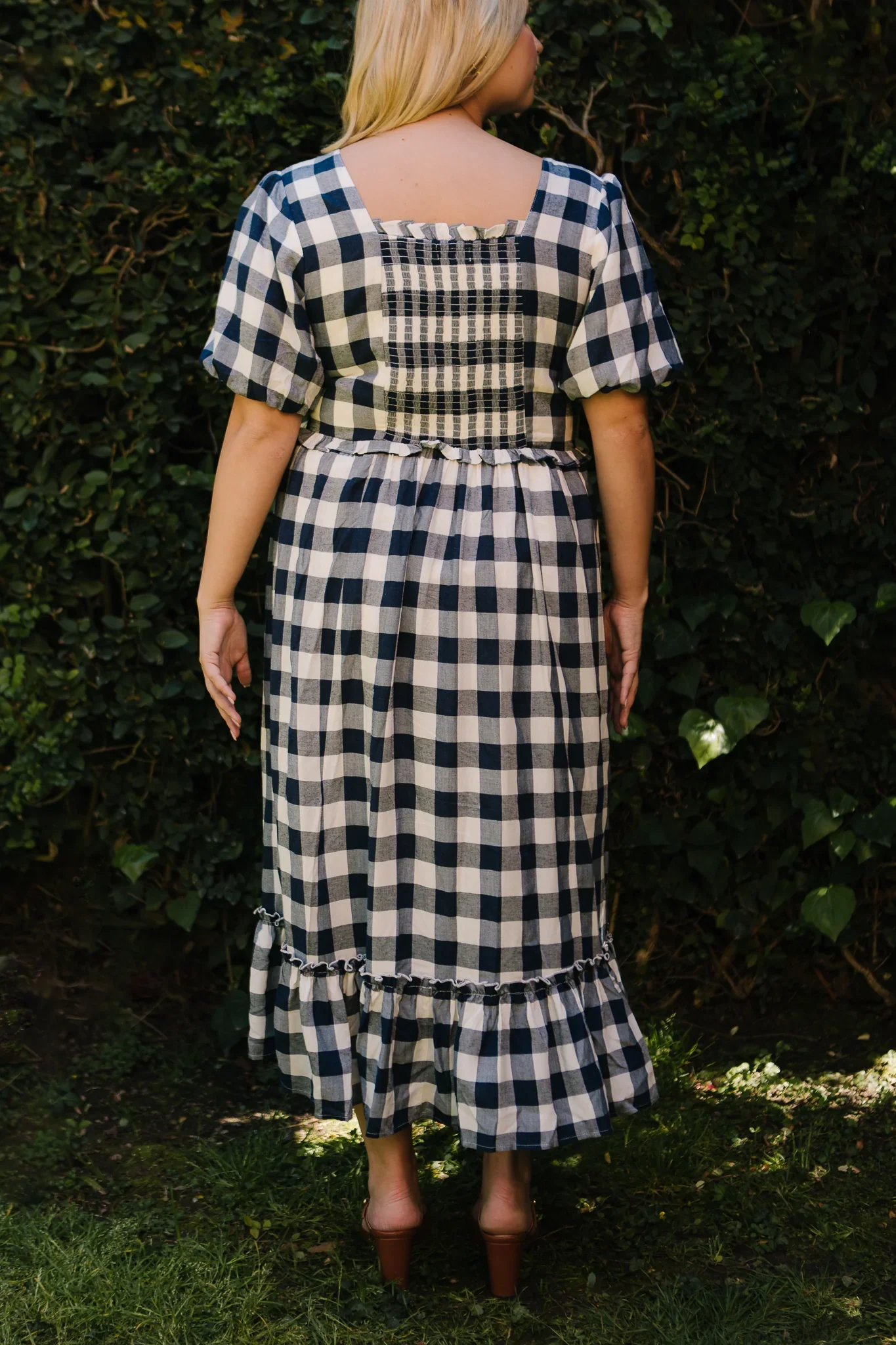 Picnic Dress in Navy Gingham