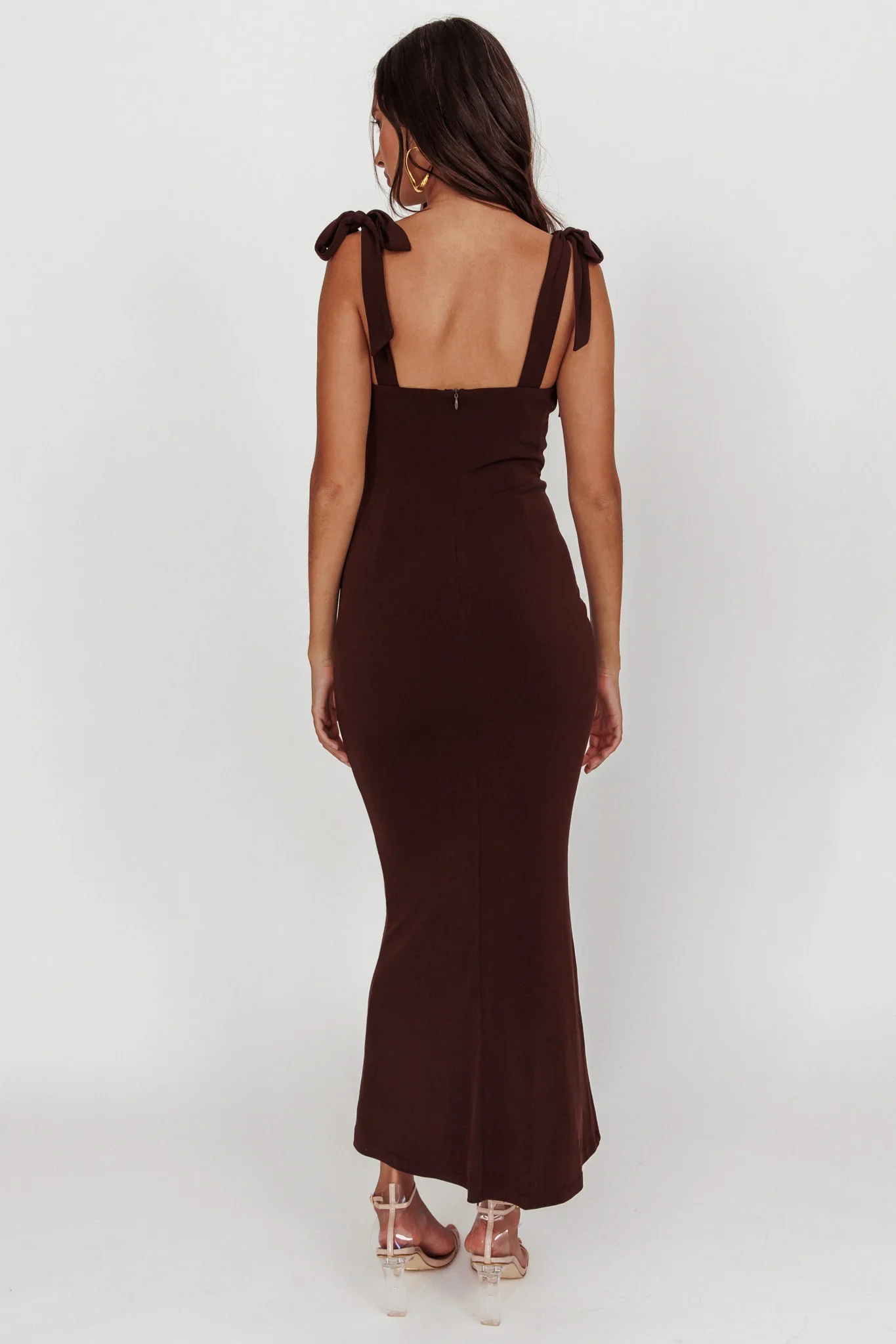 Rose Garden Tied Shoulder Maxi Dress Brown