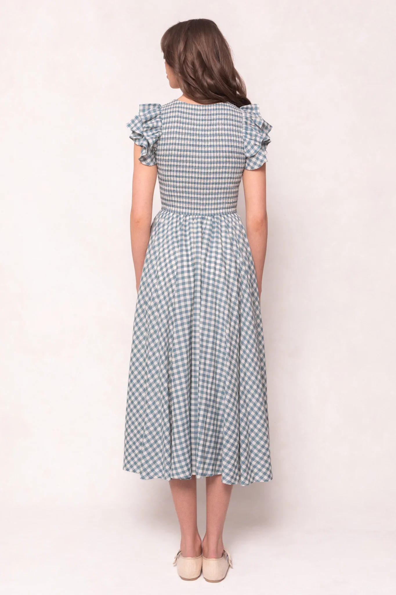 Hattie Dress in Dusty Teal Gingham