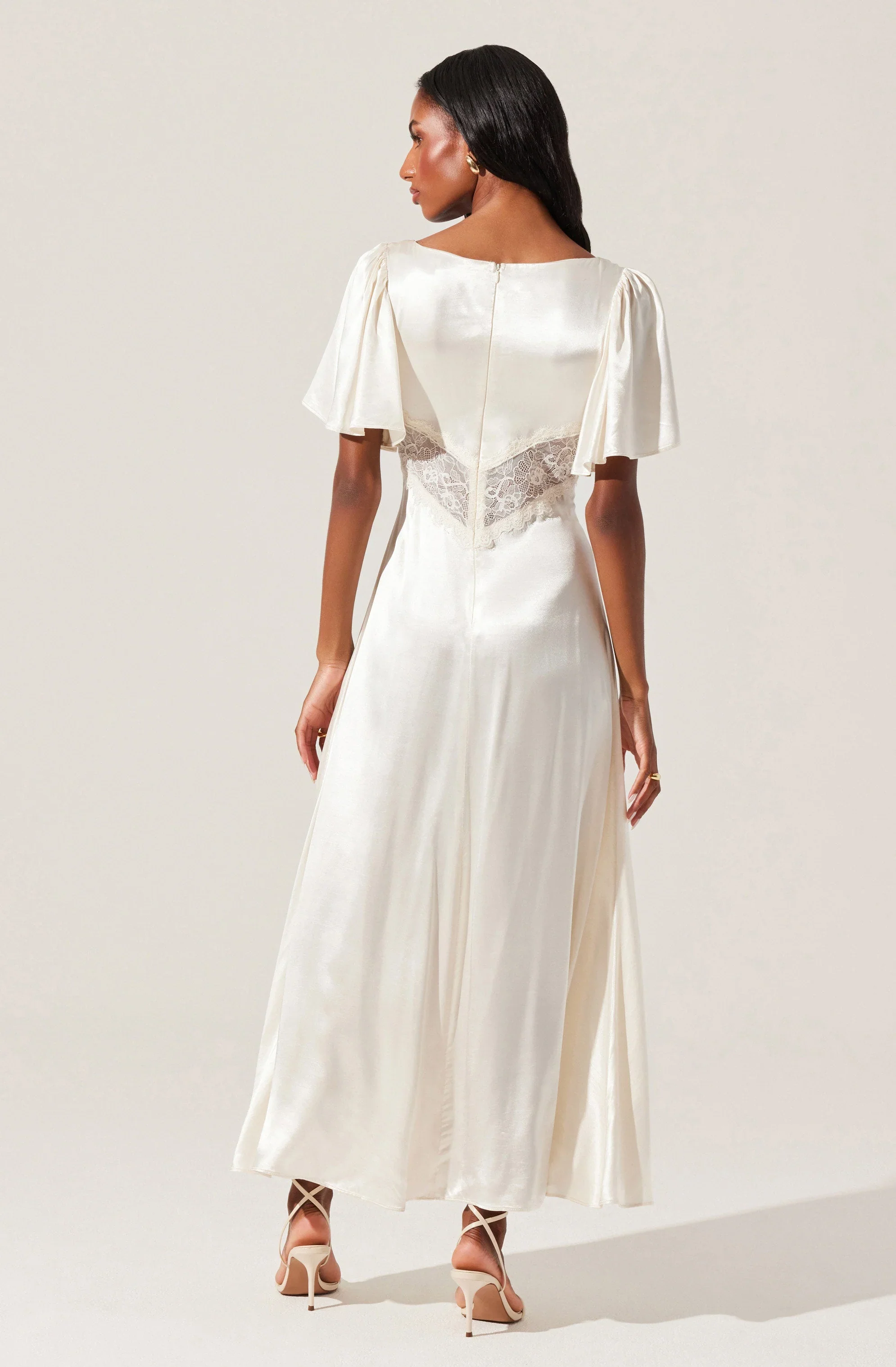 Aurelia Satin V-Neck Midi Dress