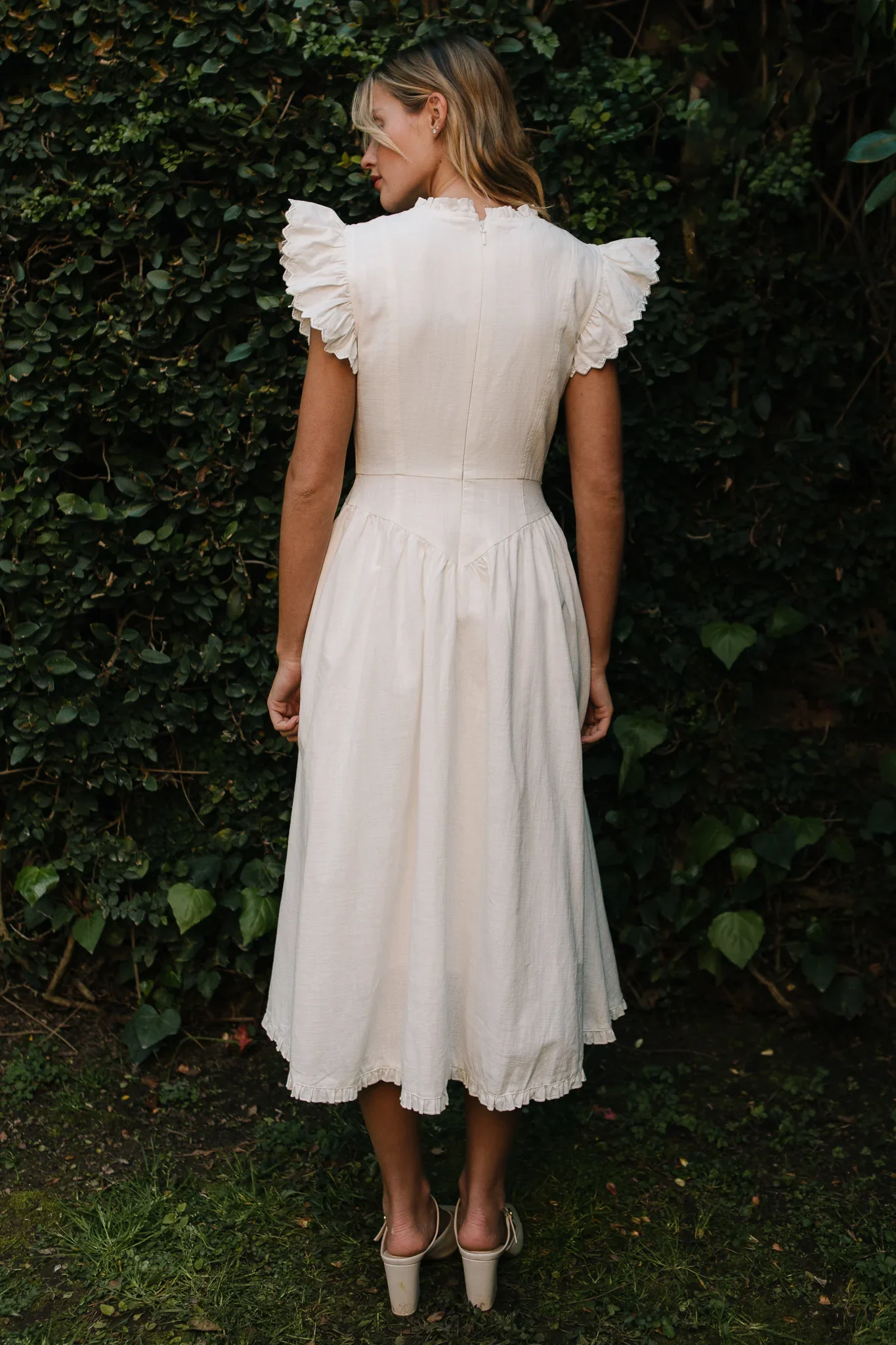 Nelly Dress in White Denim