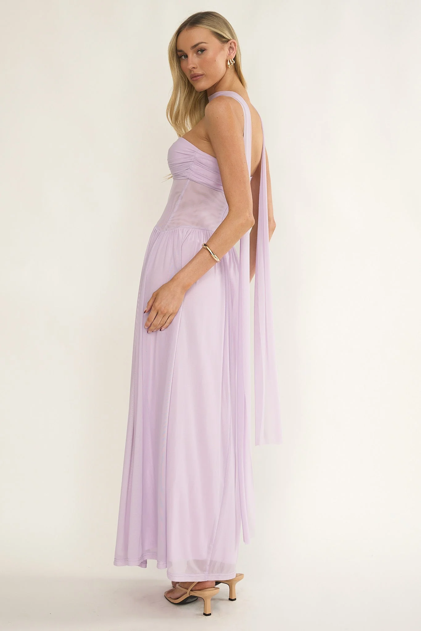 Annita Sheer Waist Maxi Dress Lilac