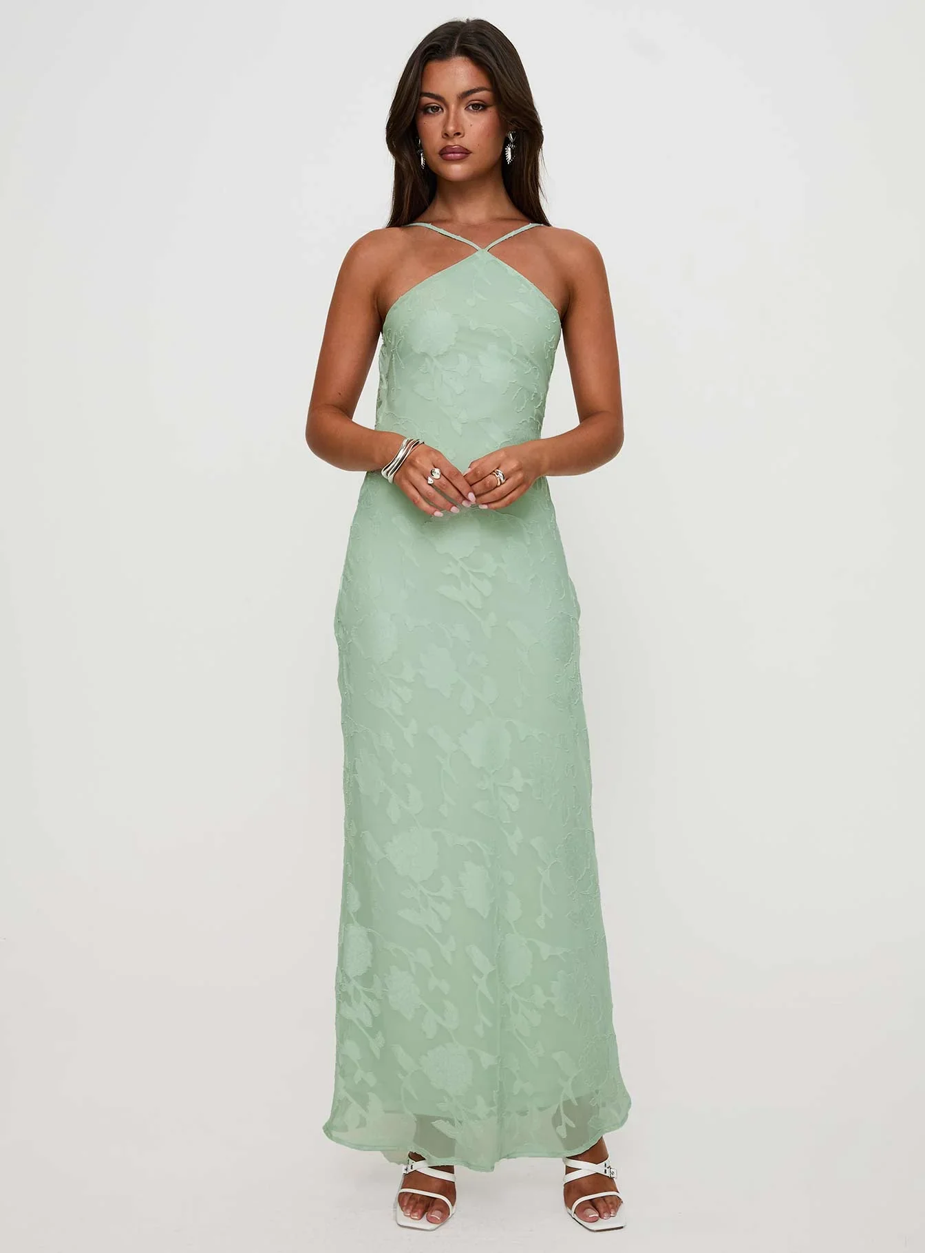 Zoelle Halter Maxi Dress Sage