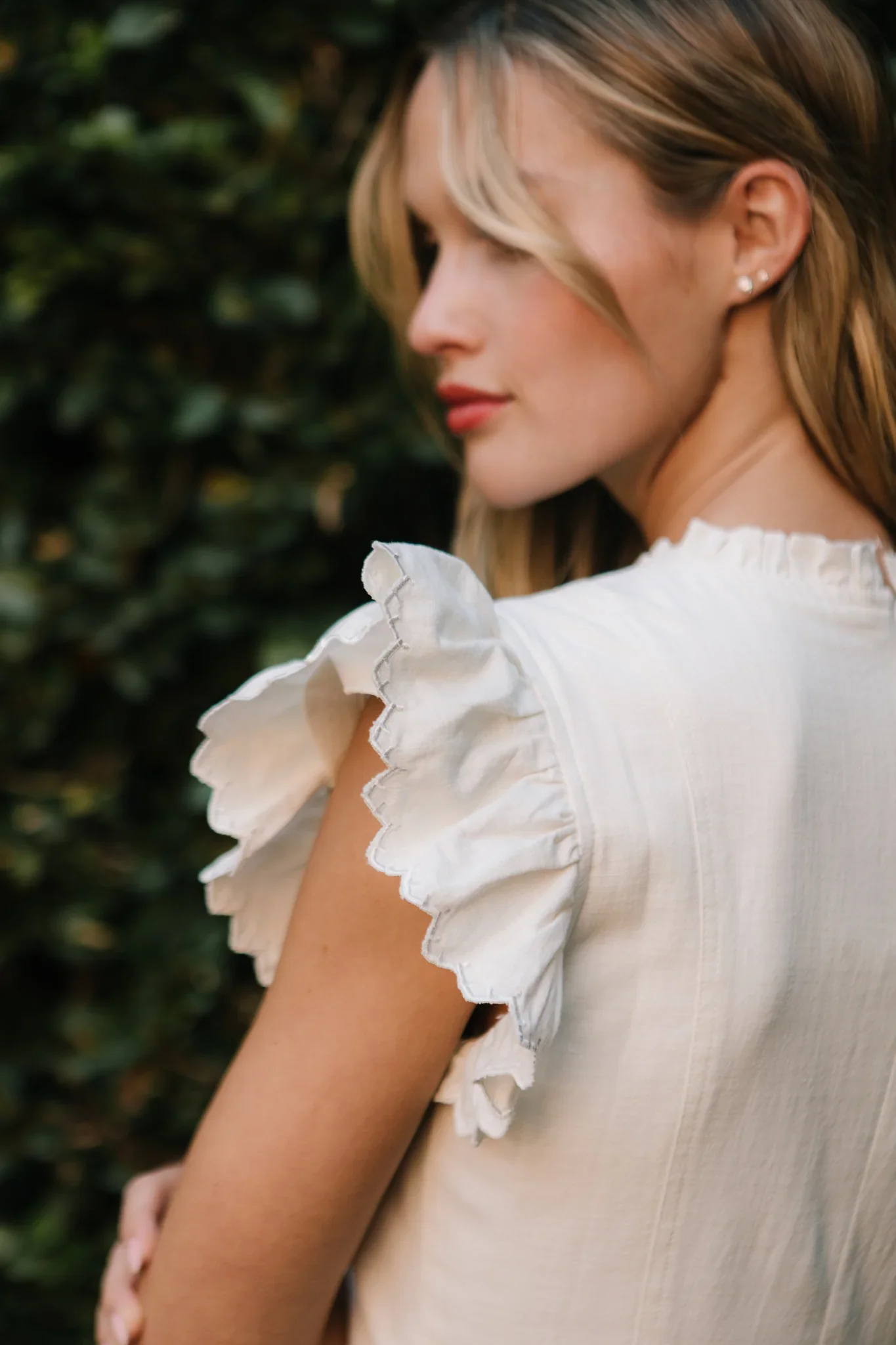 Nelly Dress in White Denim