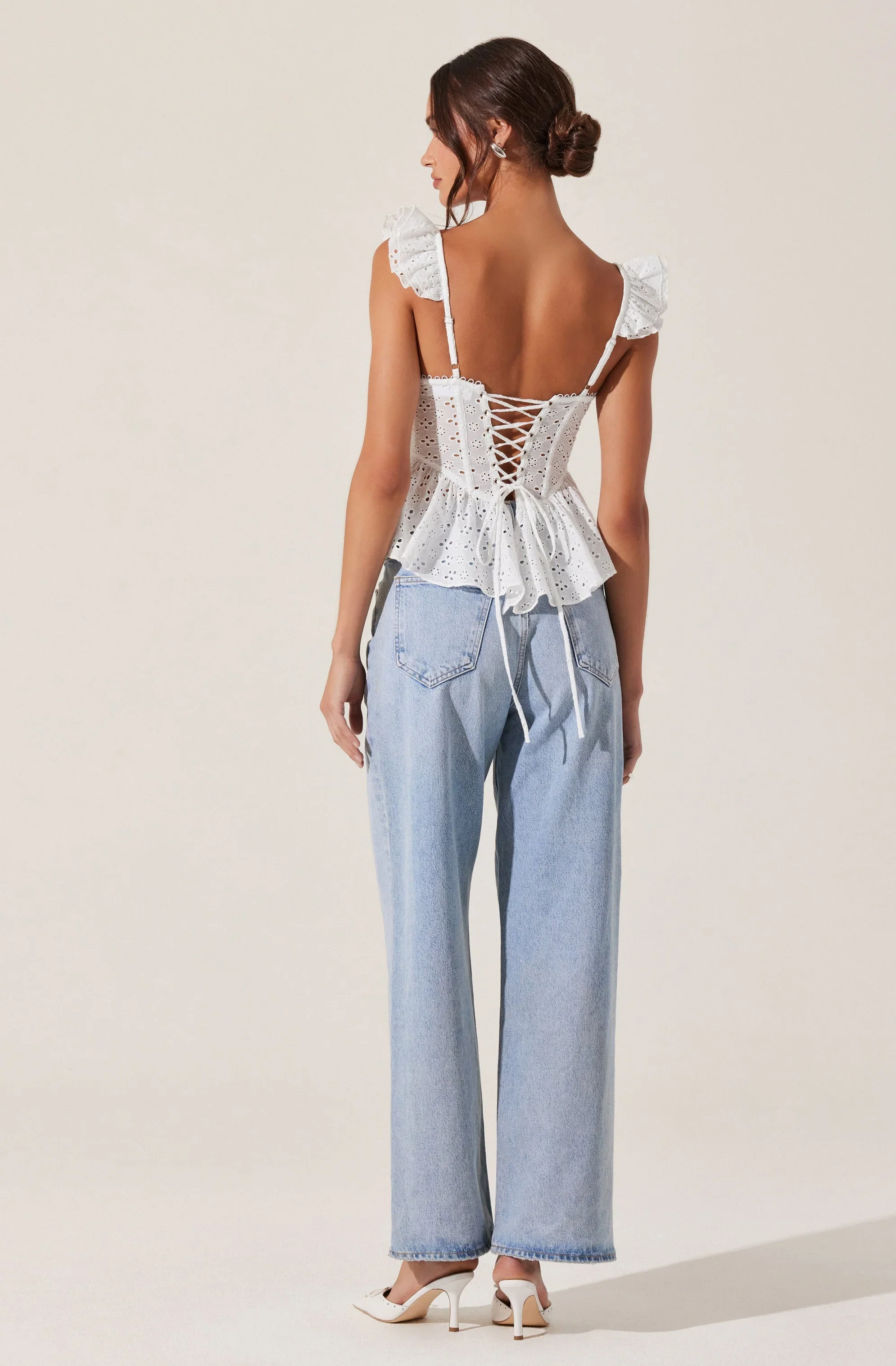 Baylin Eyelet Peplum Corset Top