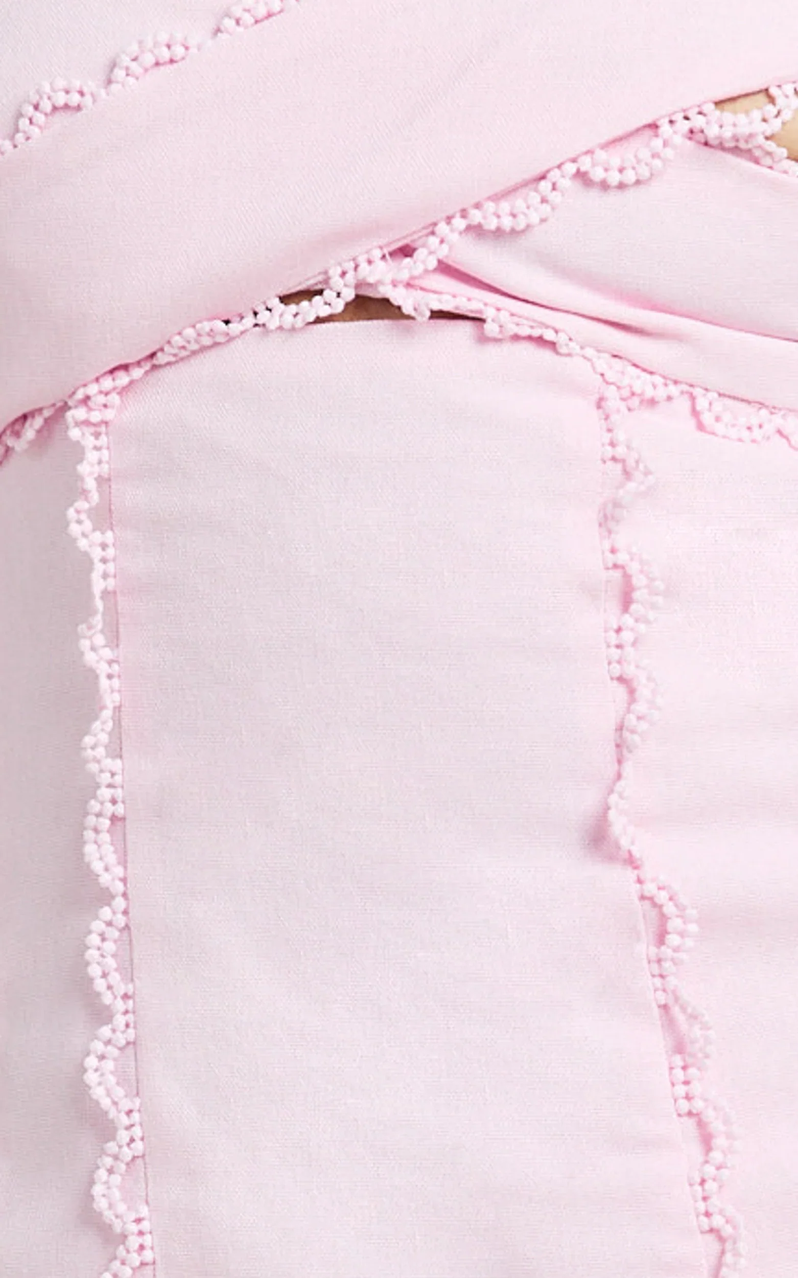 Gigi Mini Linen Blend Dress Sweetheart Tie Back Scallop Detail Dress in Pink