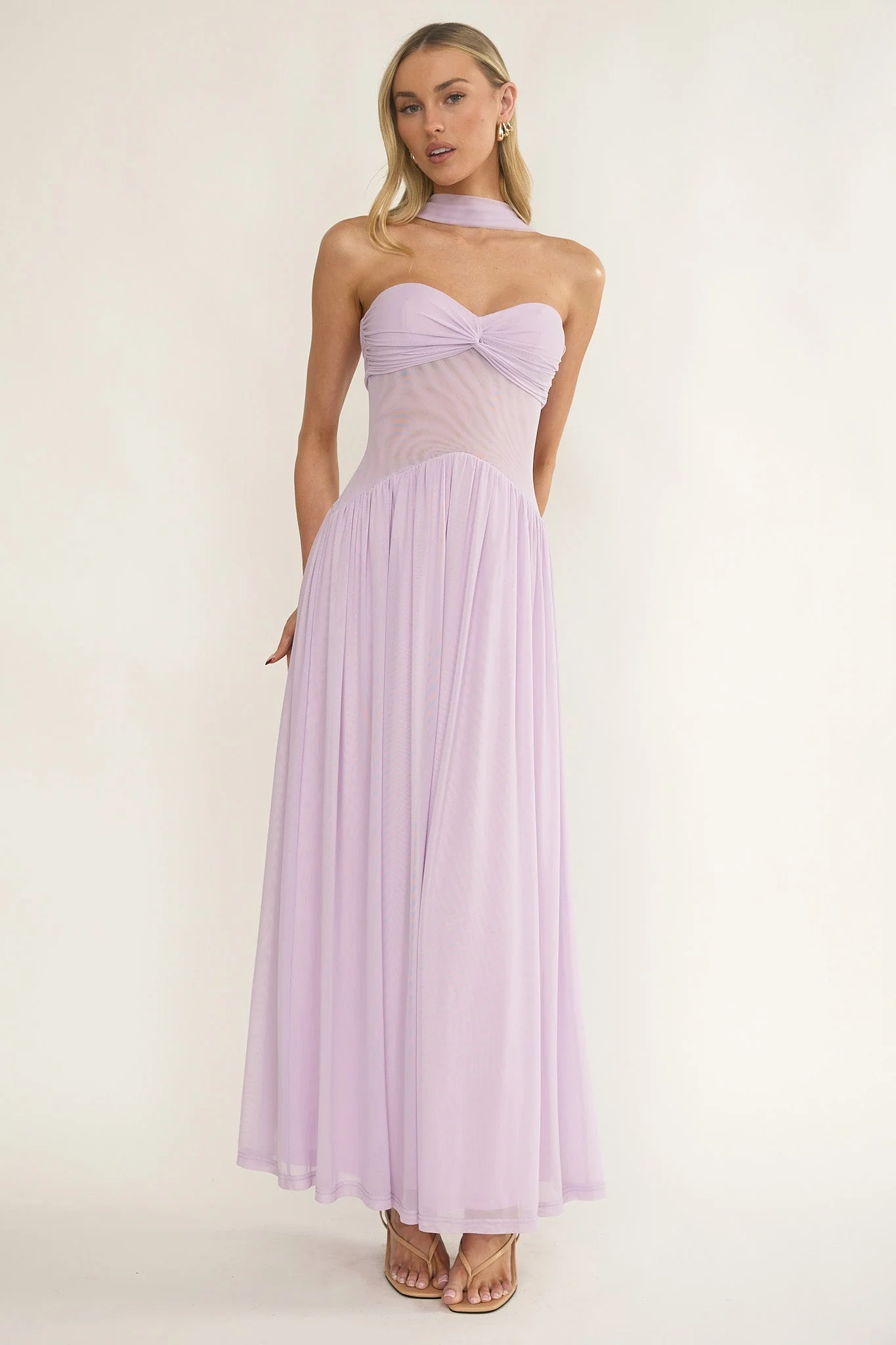 Annita Sheer Waist Maxi Dress Lilac