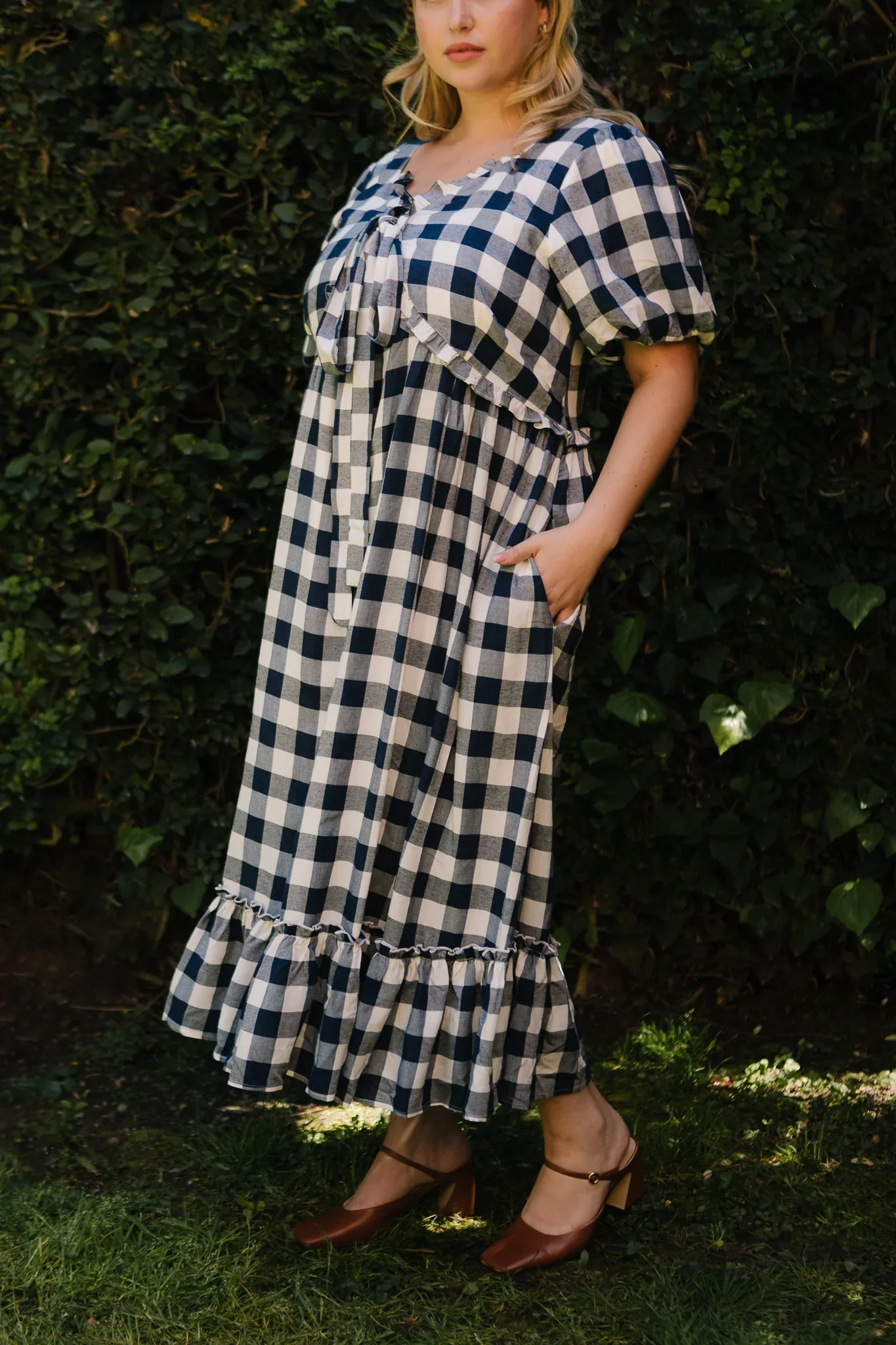 Picnic Dress in Navy Gingham