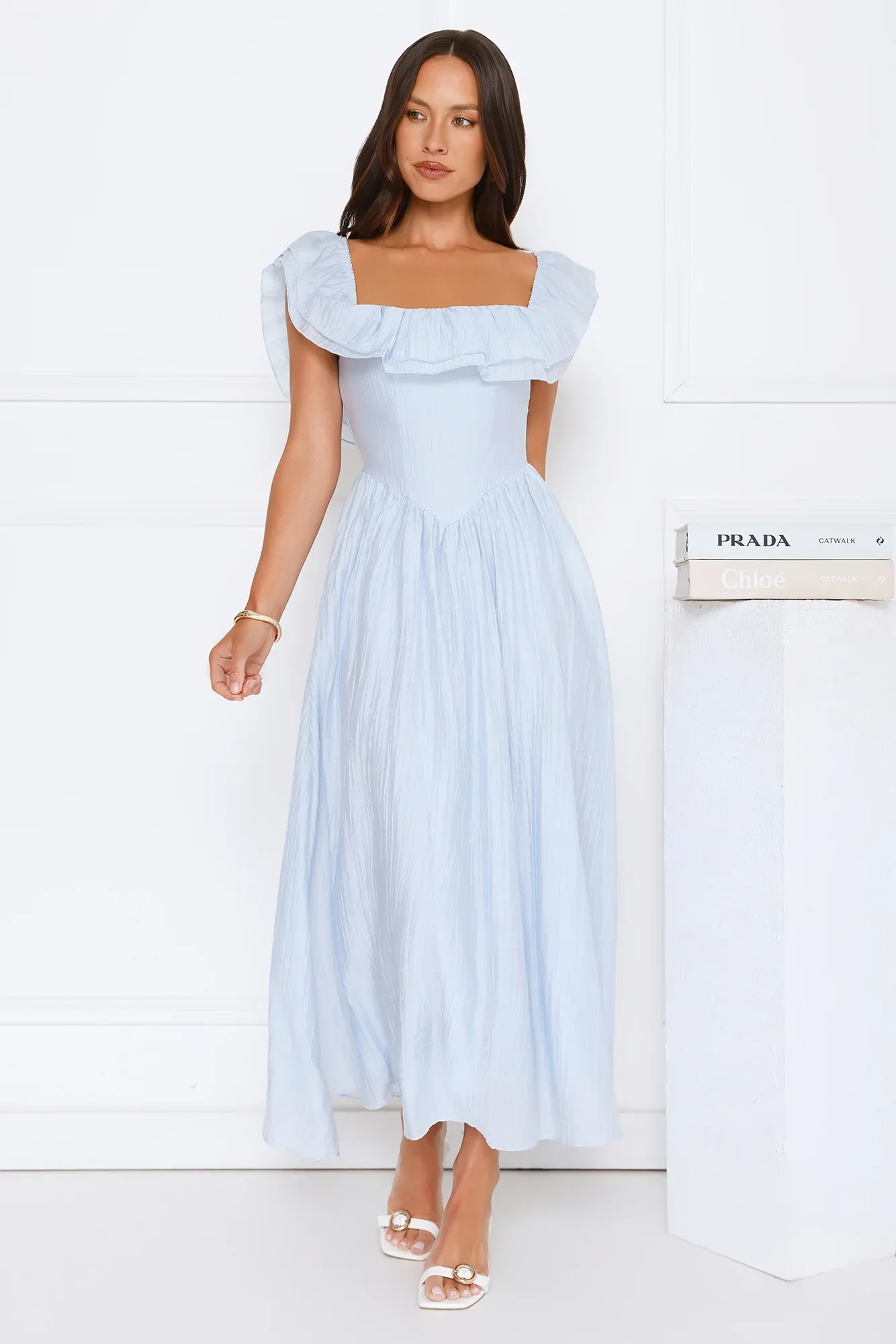 Twilight Sonata Off Shoulder Maxi Dress Blue