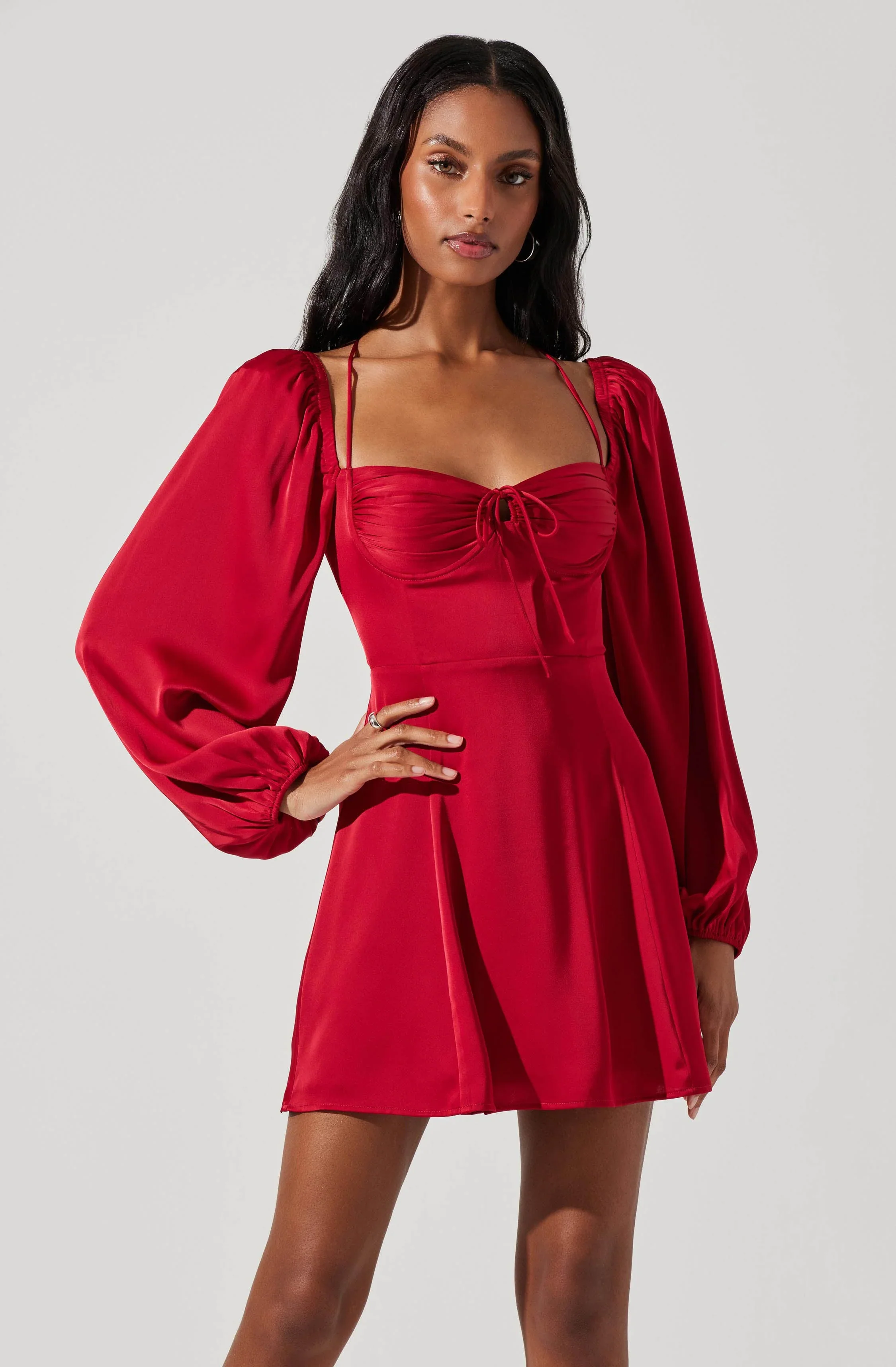 Vivian Satin Halter Mini Dress