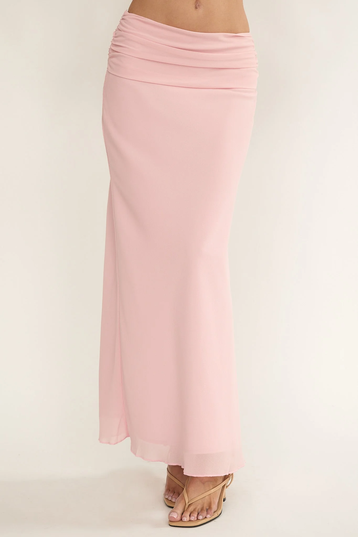 Serrita Gathered Waist Maxi Skirt Blush