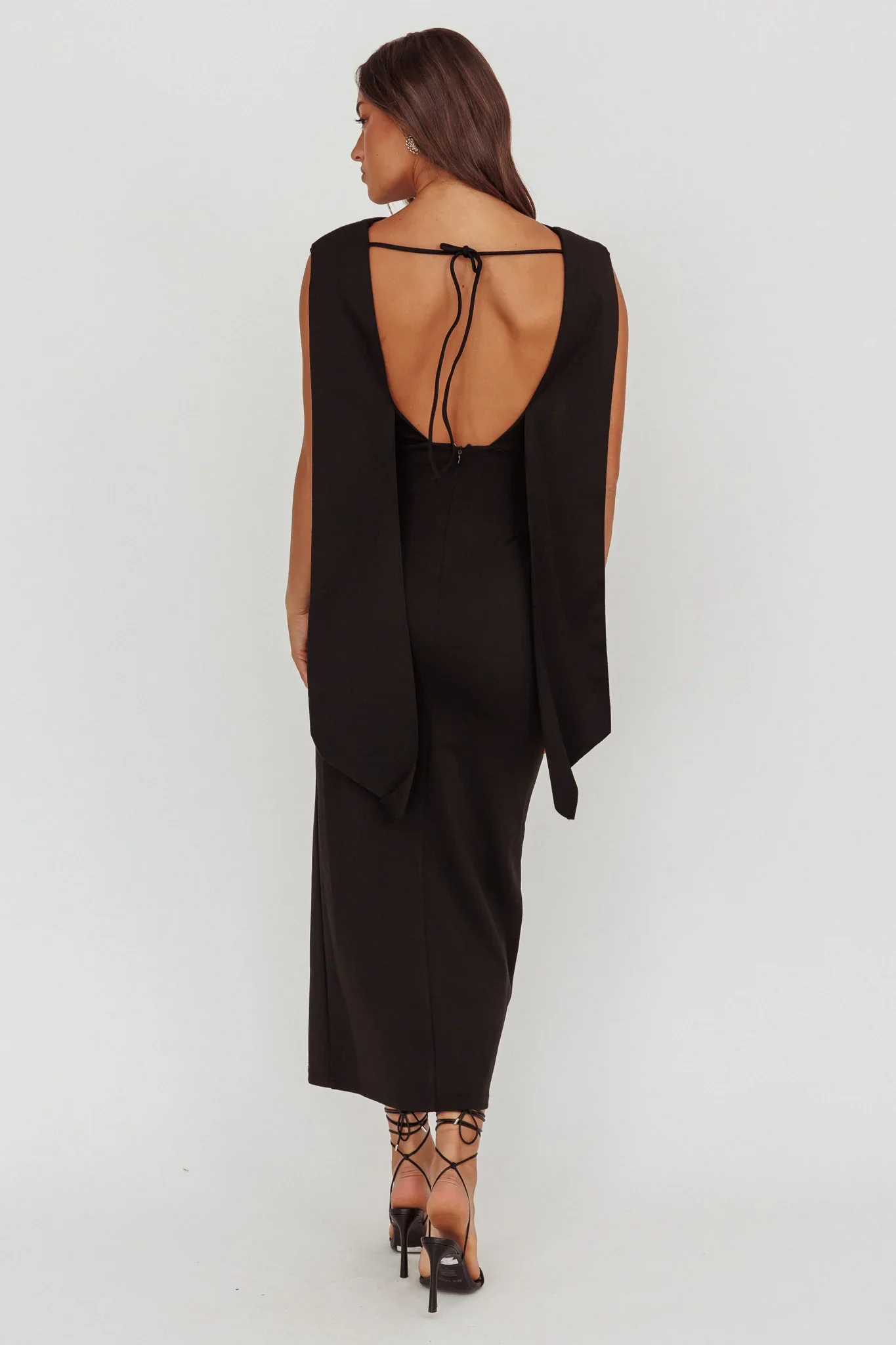 Looks Of Love Shoulder Sash Maxi Dress Black