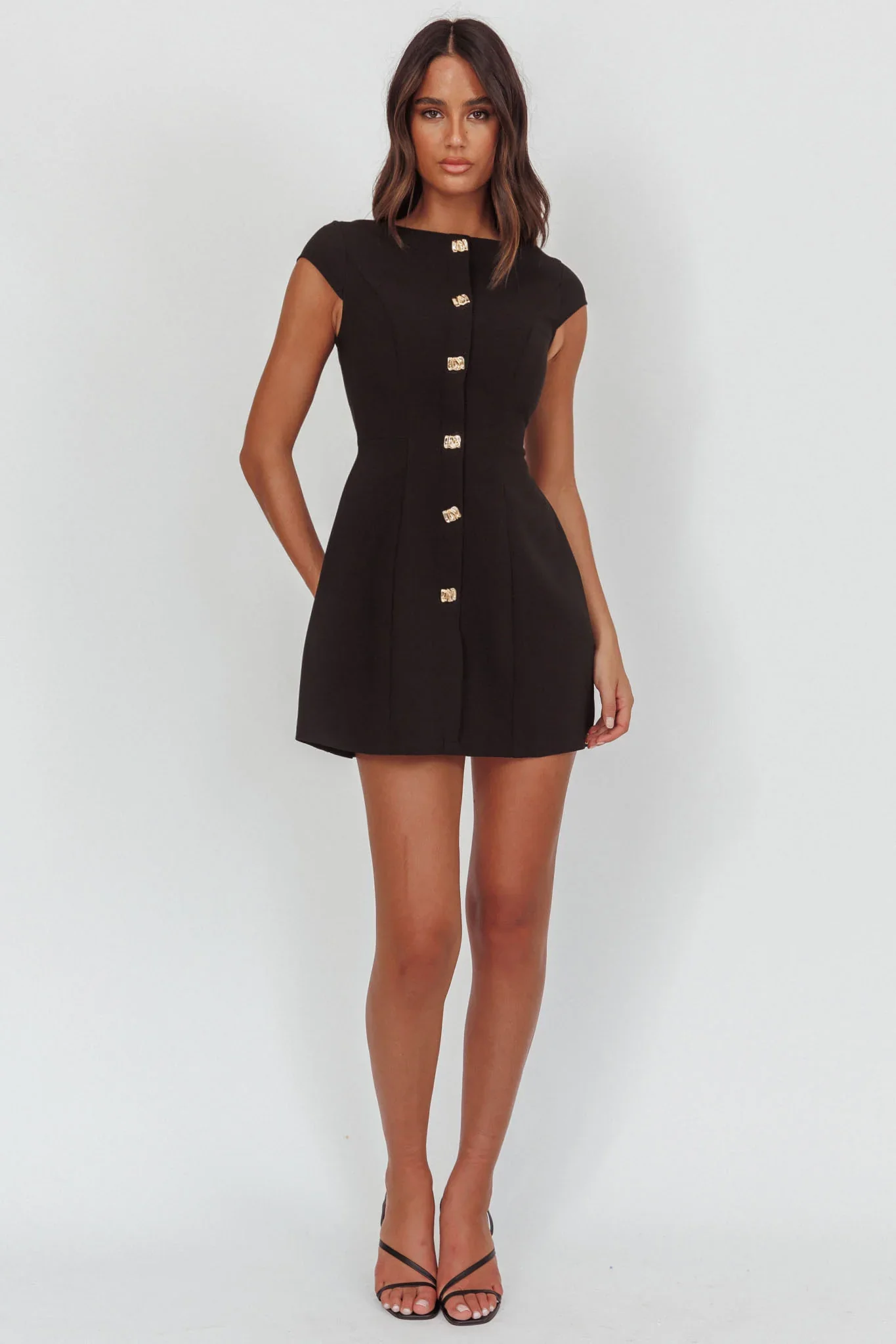 Rebel Cap Sleeve Mini Dress Black