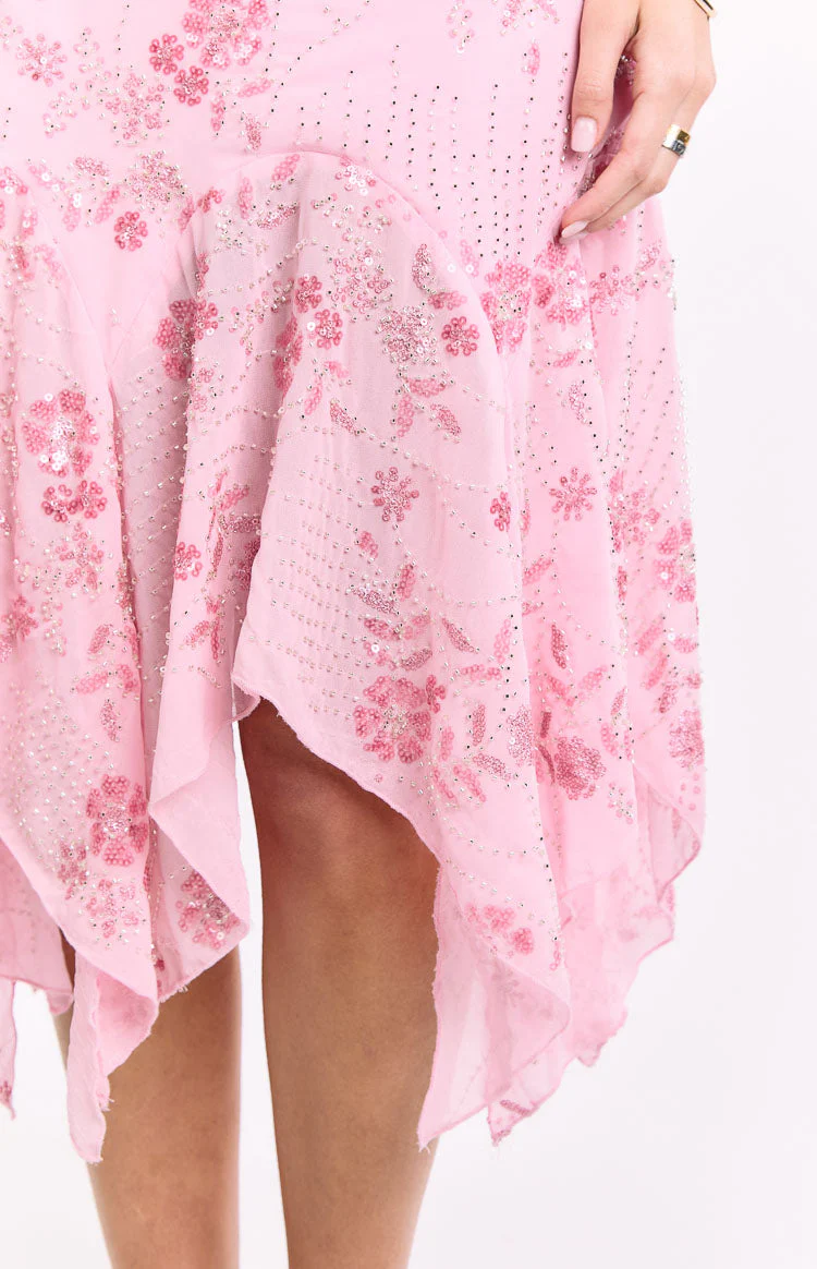 Another World Pink Sequin Midi Dress