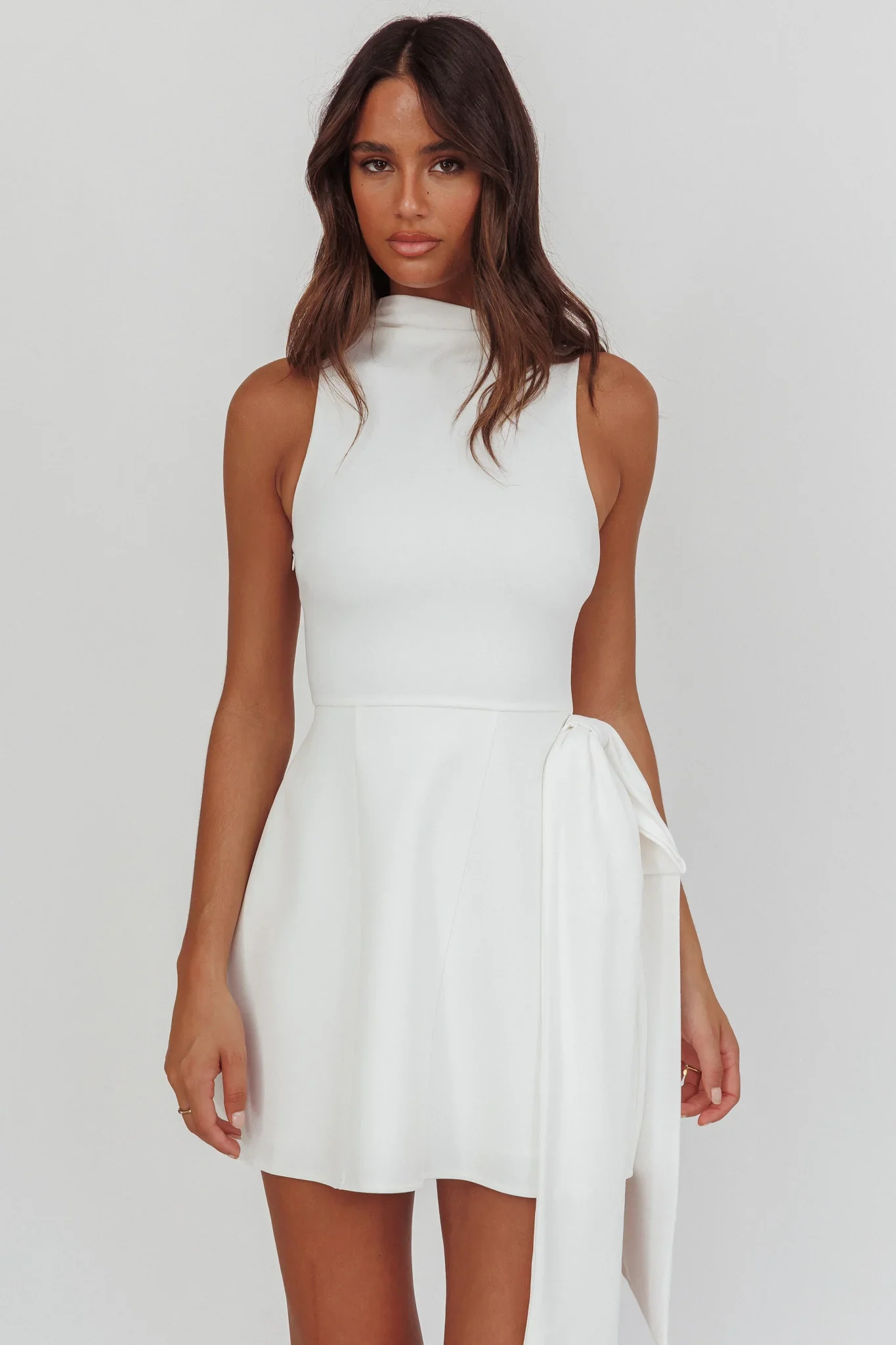Breaker High Neck Mini Dress White White