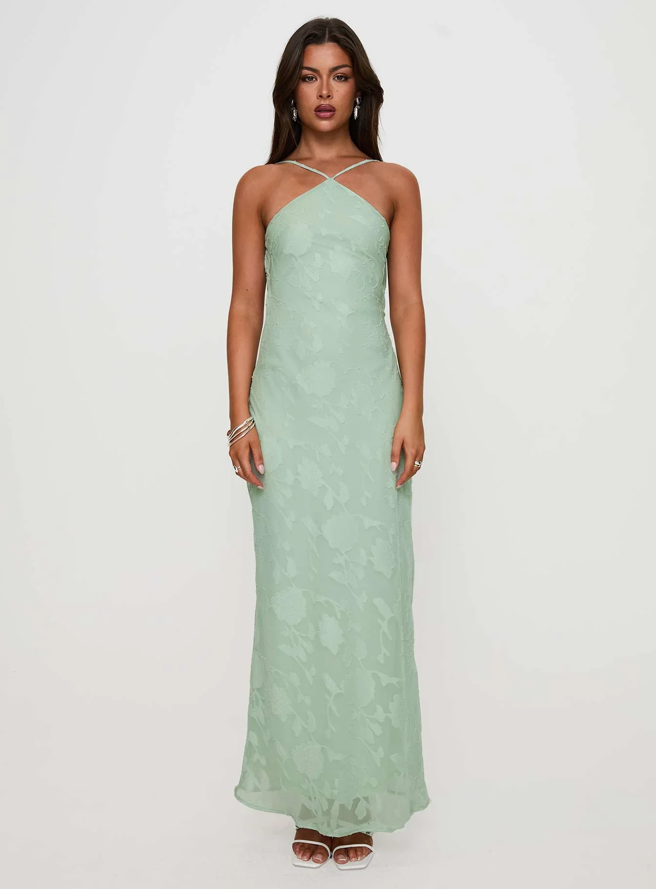Zoelle Halter Maxi Dress Sage