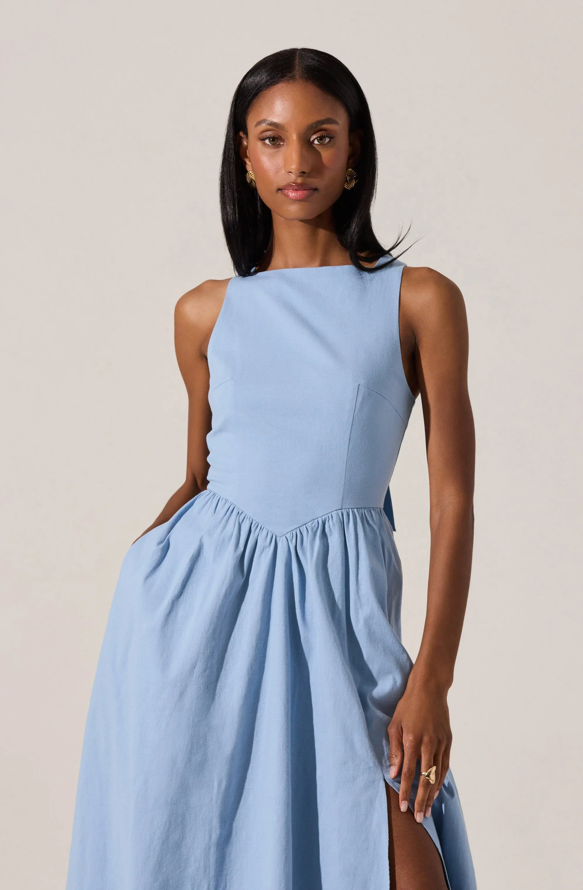 Bow Back Apron Midi Dress