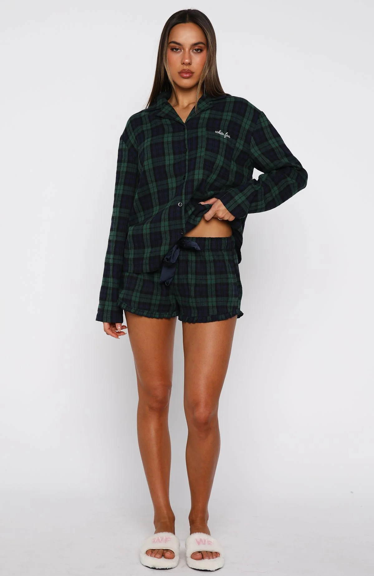 That Time Of Year Long Sleeve Pyjama Top Green/Navy