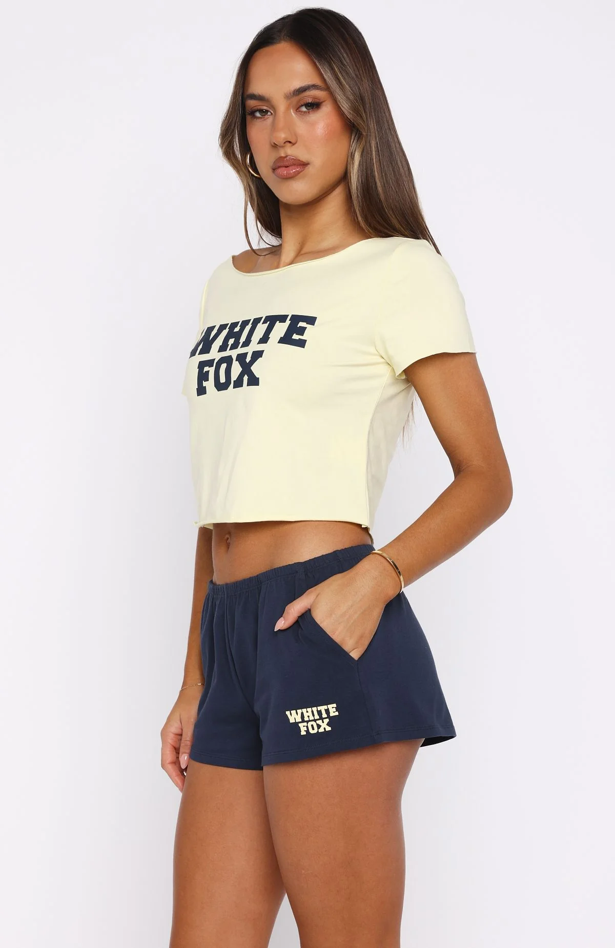 Put In Overtime Off Shoulder Relaxed Tee Lemon