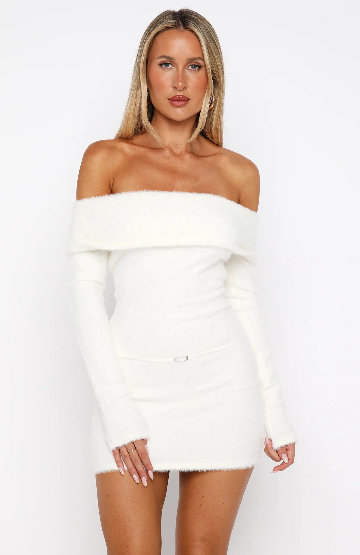 Moonlit Dreams Knit Mini Dress Snow