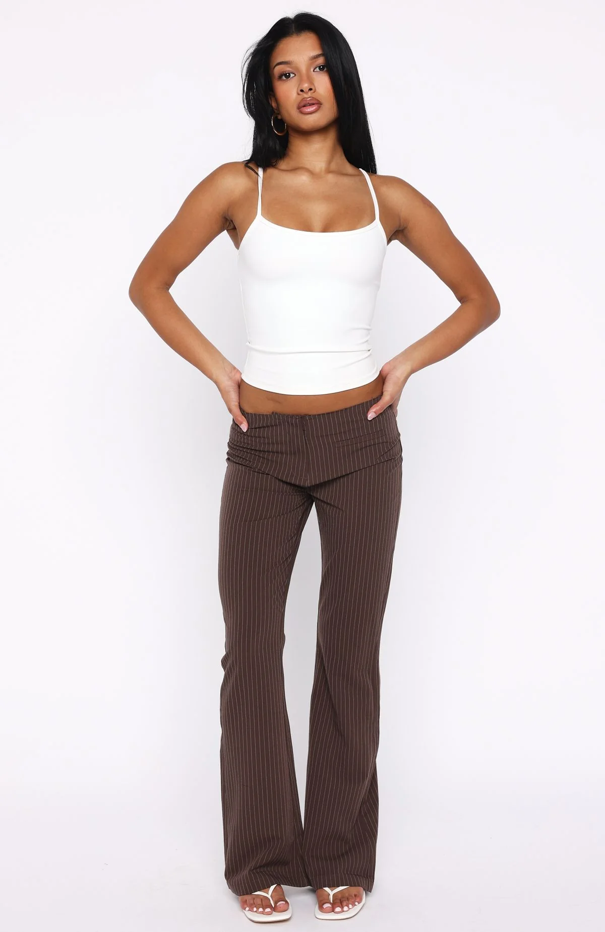 Getting You Close Pants Chocolate Pinstripe