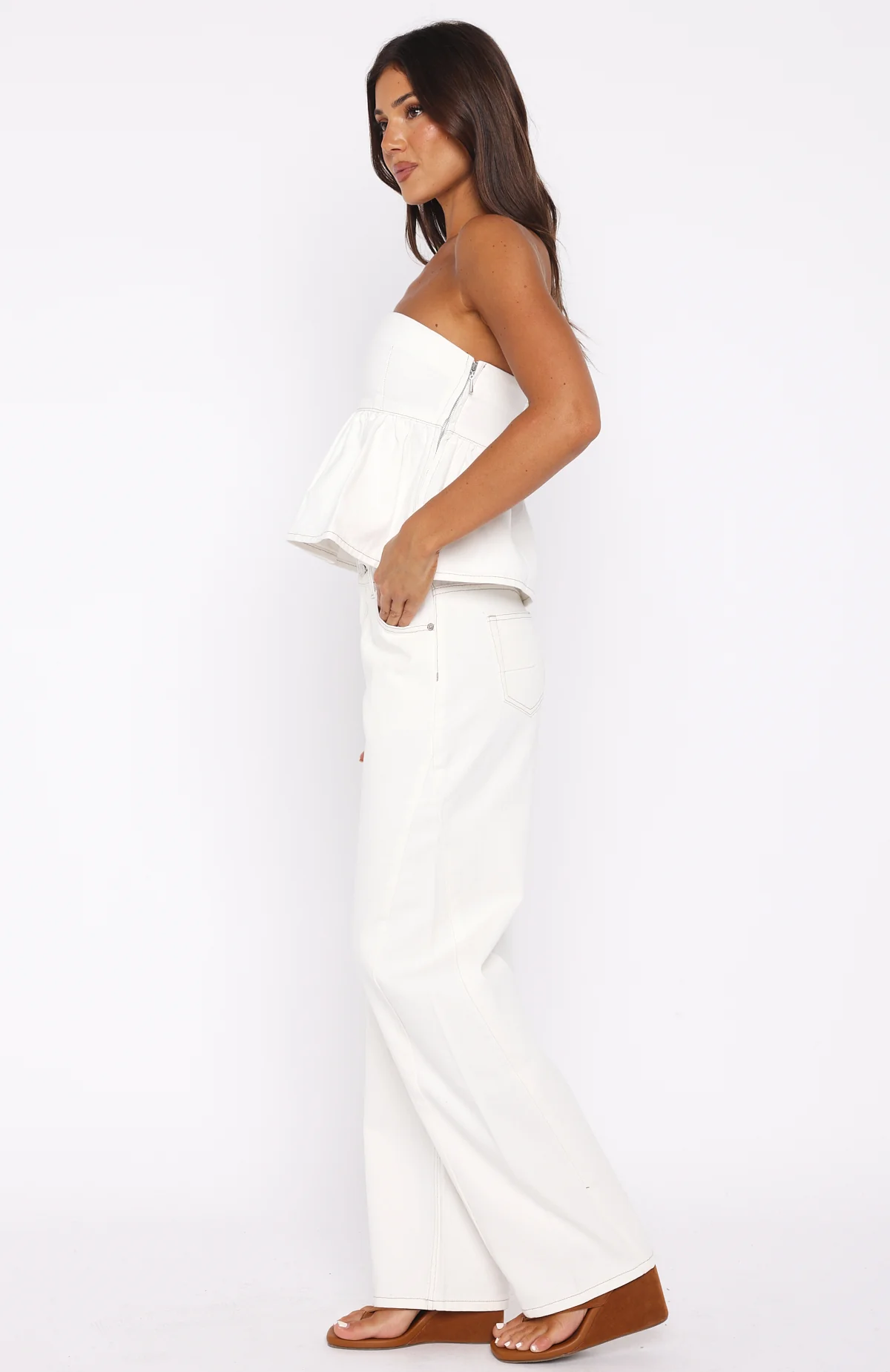Kiara Mid Rise Barrel Leg Jeans Off White