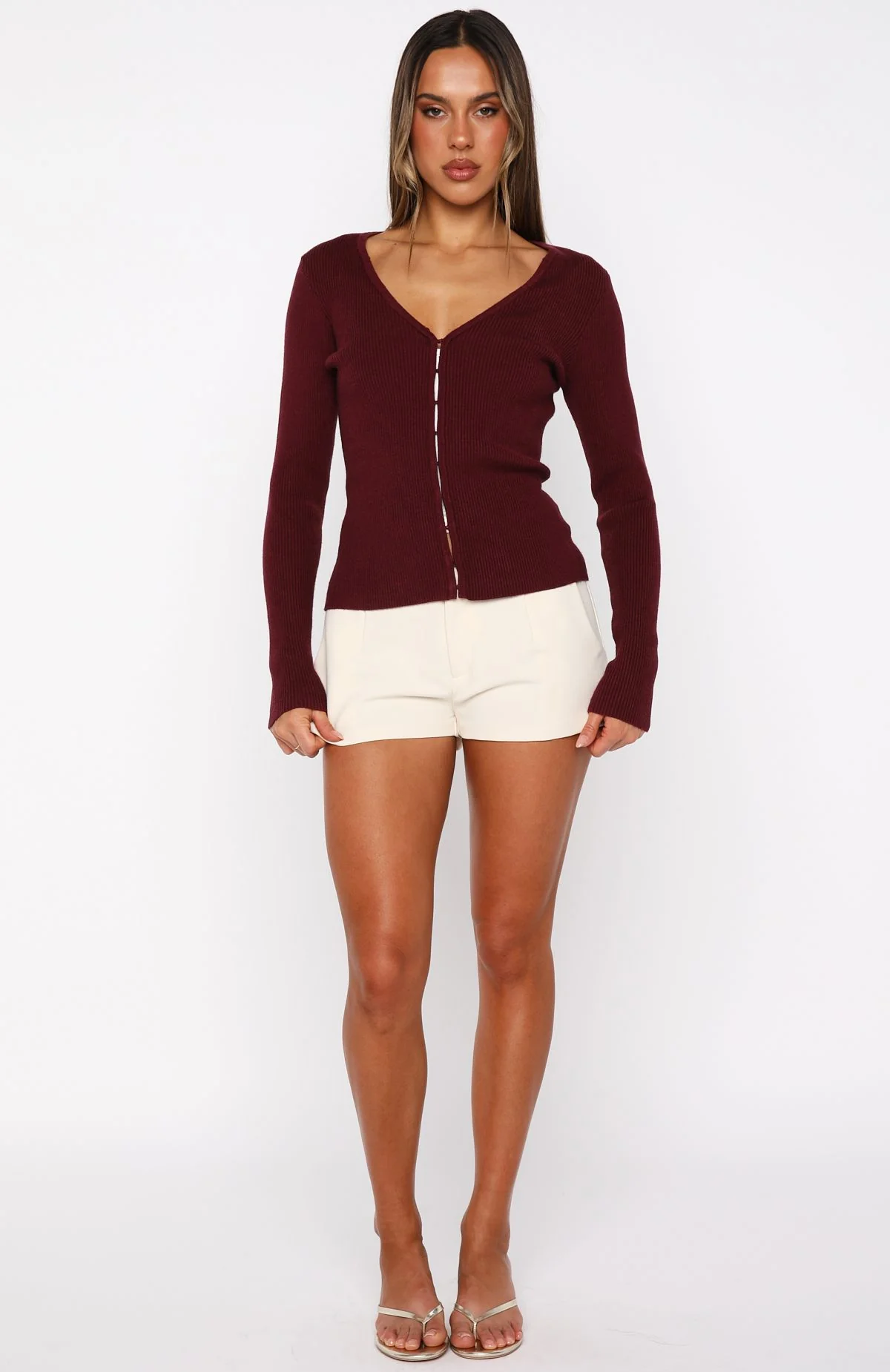 All Bundled Up Knit Cardigan Burgundy