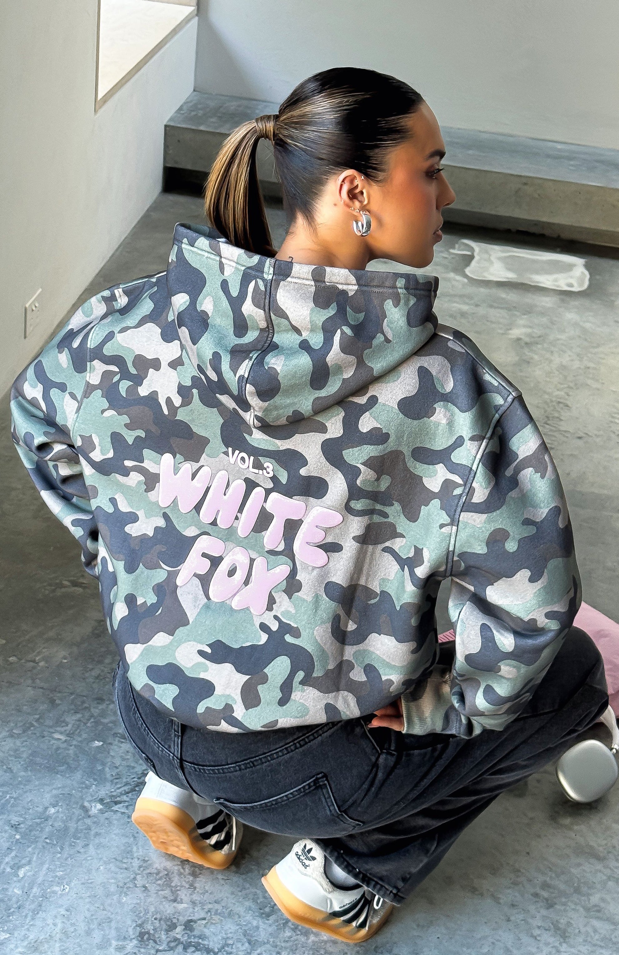 Offstage Printed Oversized Hoodie Washed Camo