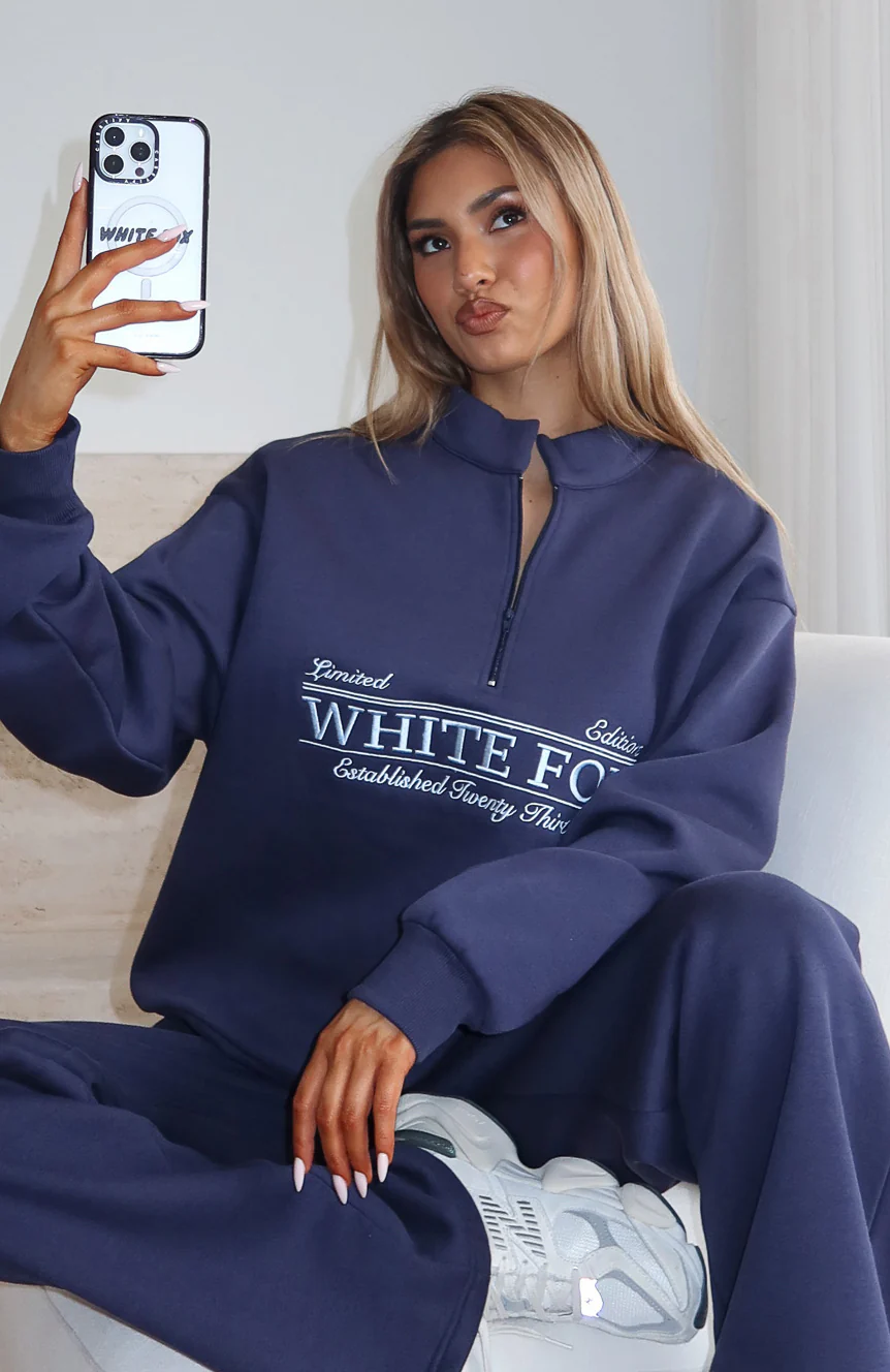 Standing My Ground Zip Front Sweater Navy