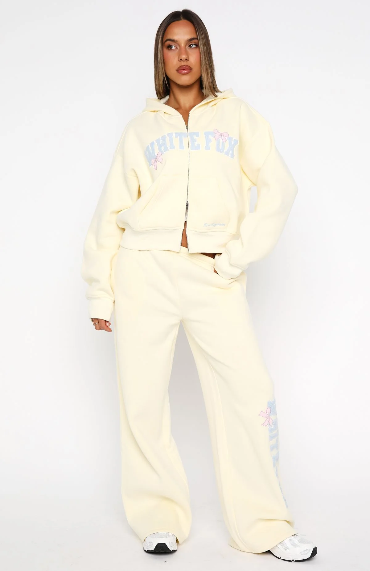 Daydreamers Madeline Boxy Zip Front Hoodie Lemon