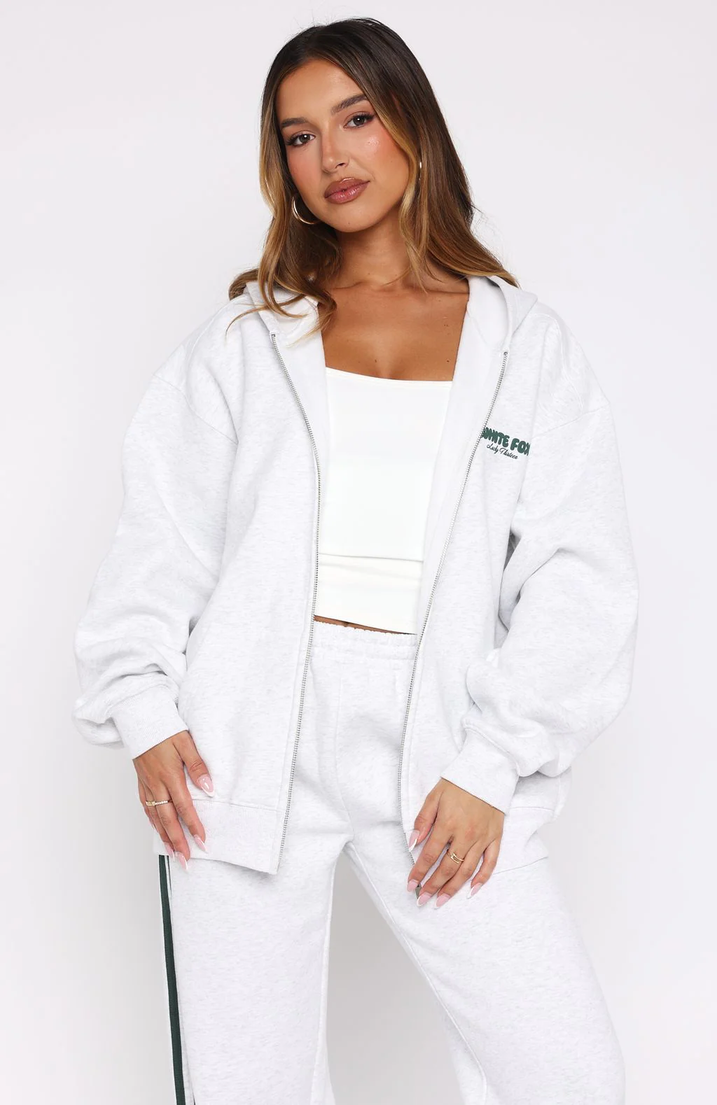 Lucky Thirteen Charise Zip Front Hoodie Grey Marle