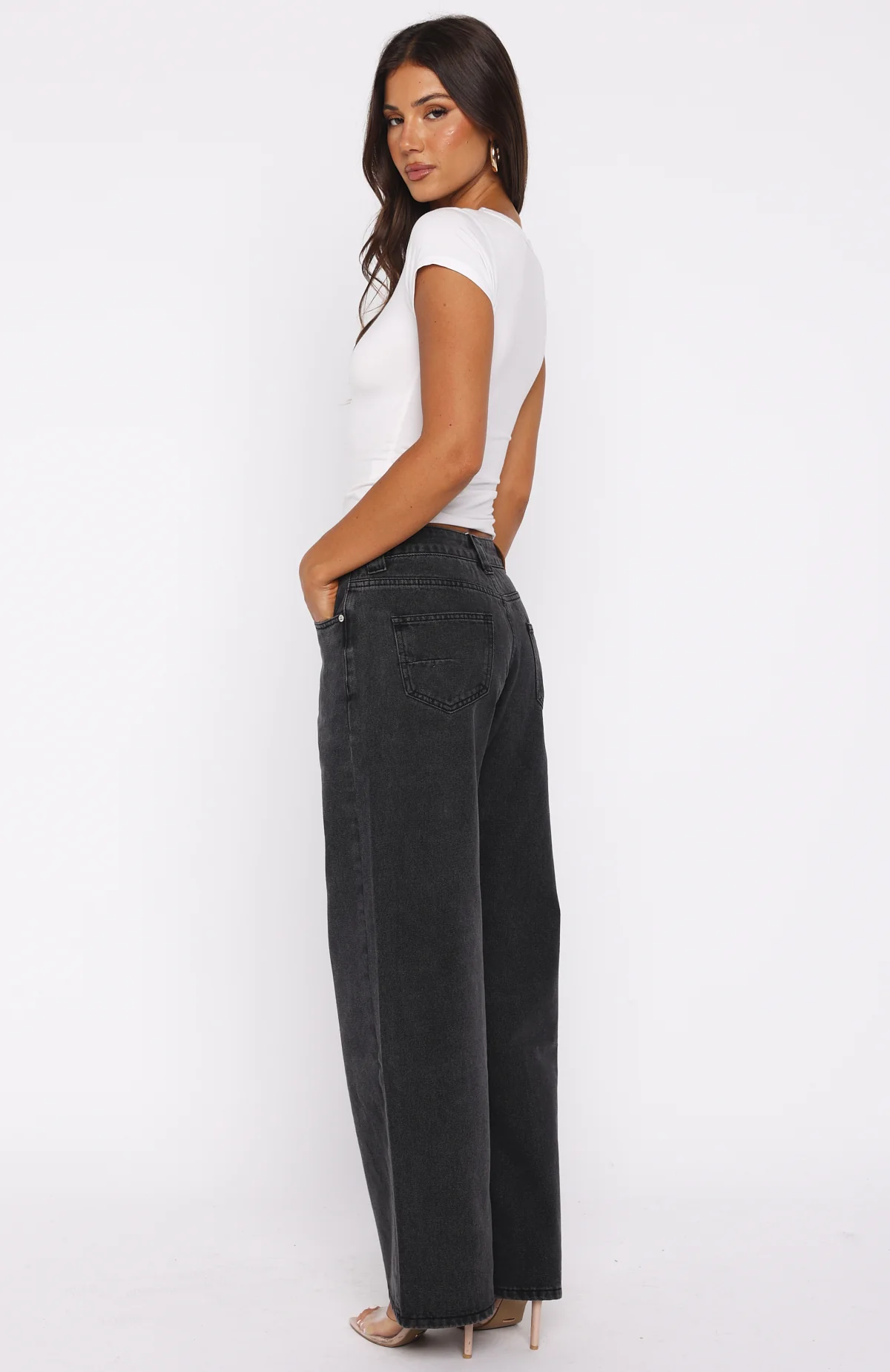 Clarissa Low Rise Wide Leg Jeans Black Acid
