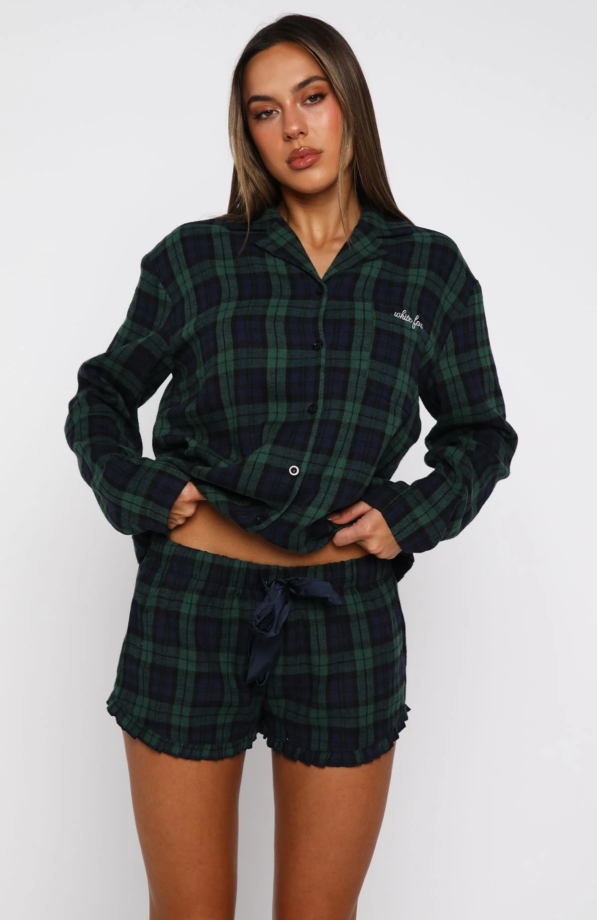 That Time Of Year Long Sleeve Pyjama Top Green/Navy