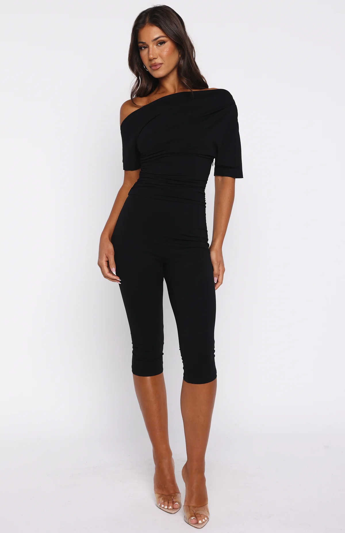 Brunch Dates Off Shoulder Jumpsuit Black