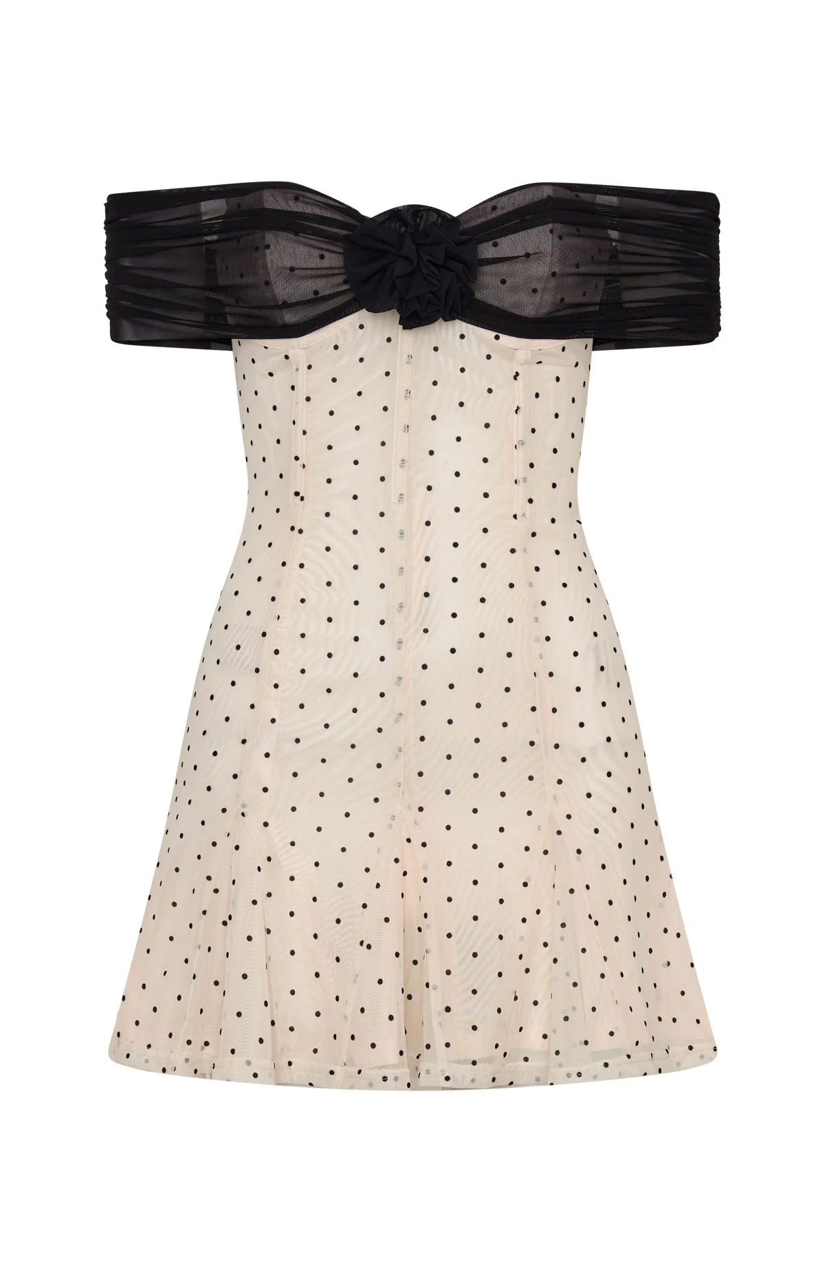Bliss Mode Mini Dress Cream/Black Polka Dot