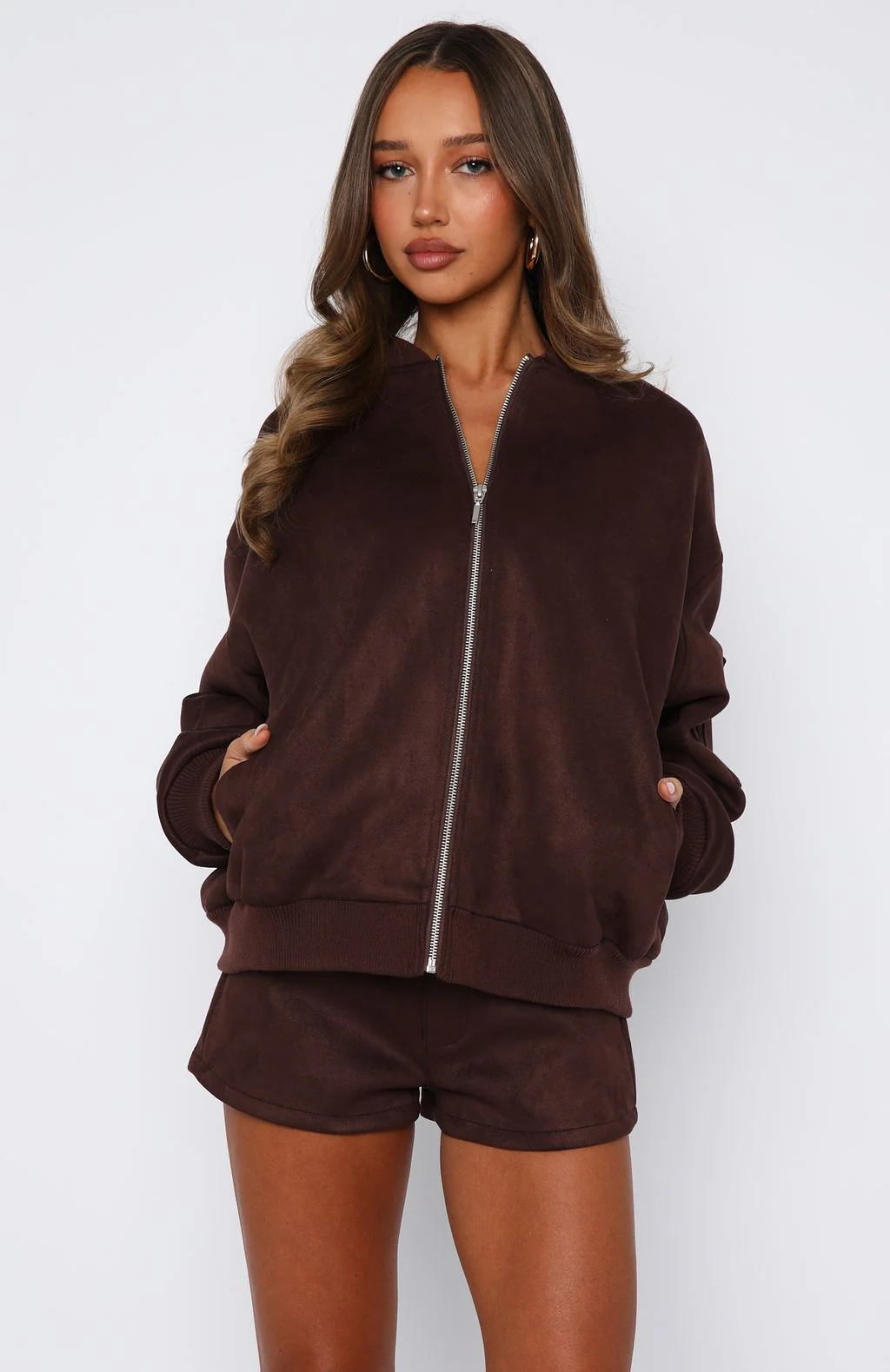 Confidence Level Suede Jacket Chocolate