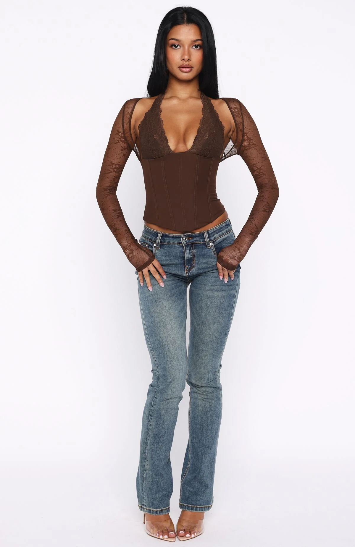 Never Walk Alone Long Sleeve Bustier Chocolate