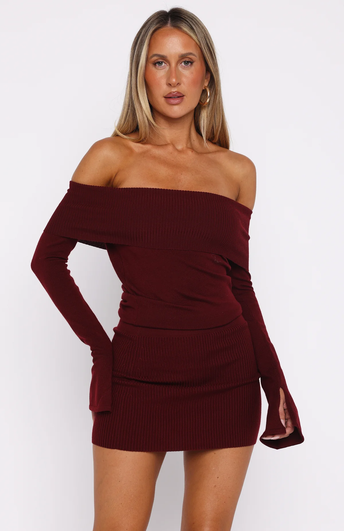 Parental Guidance Knit Mini Dress Burgundy