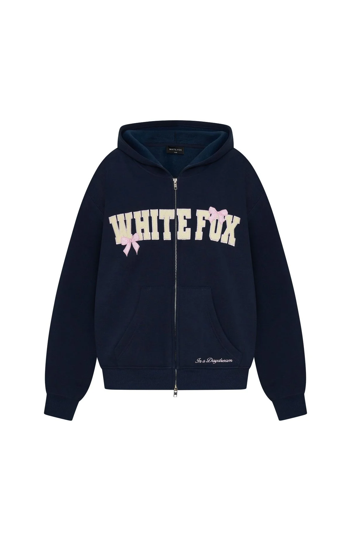 Daydreamers Madeline Boxy Zip Front Hoodie Navy