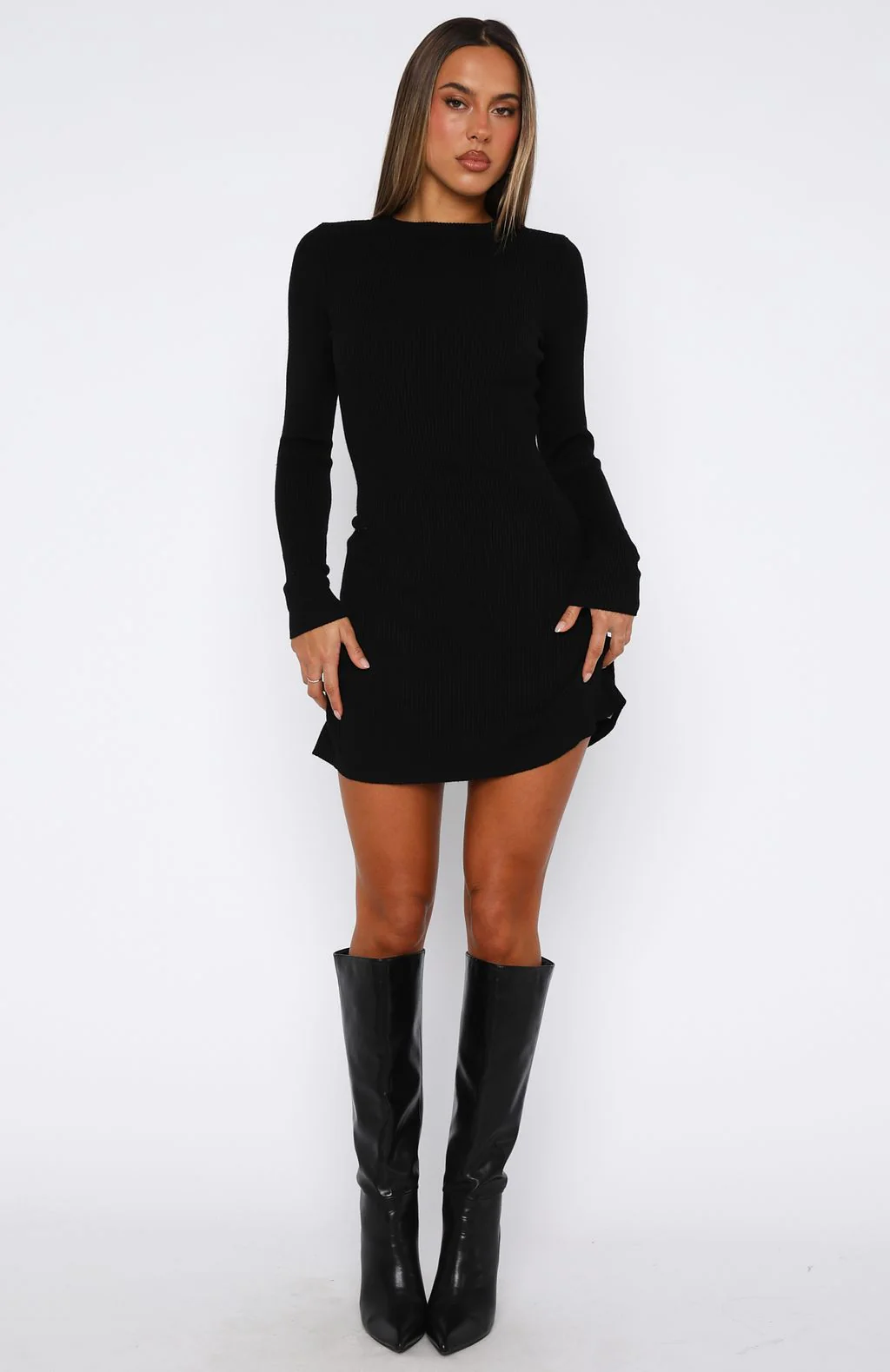 Let's Be Together Long Sleeve Mini Dress Black