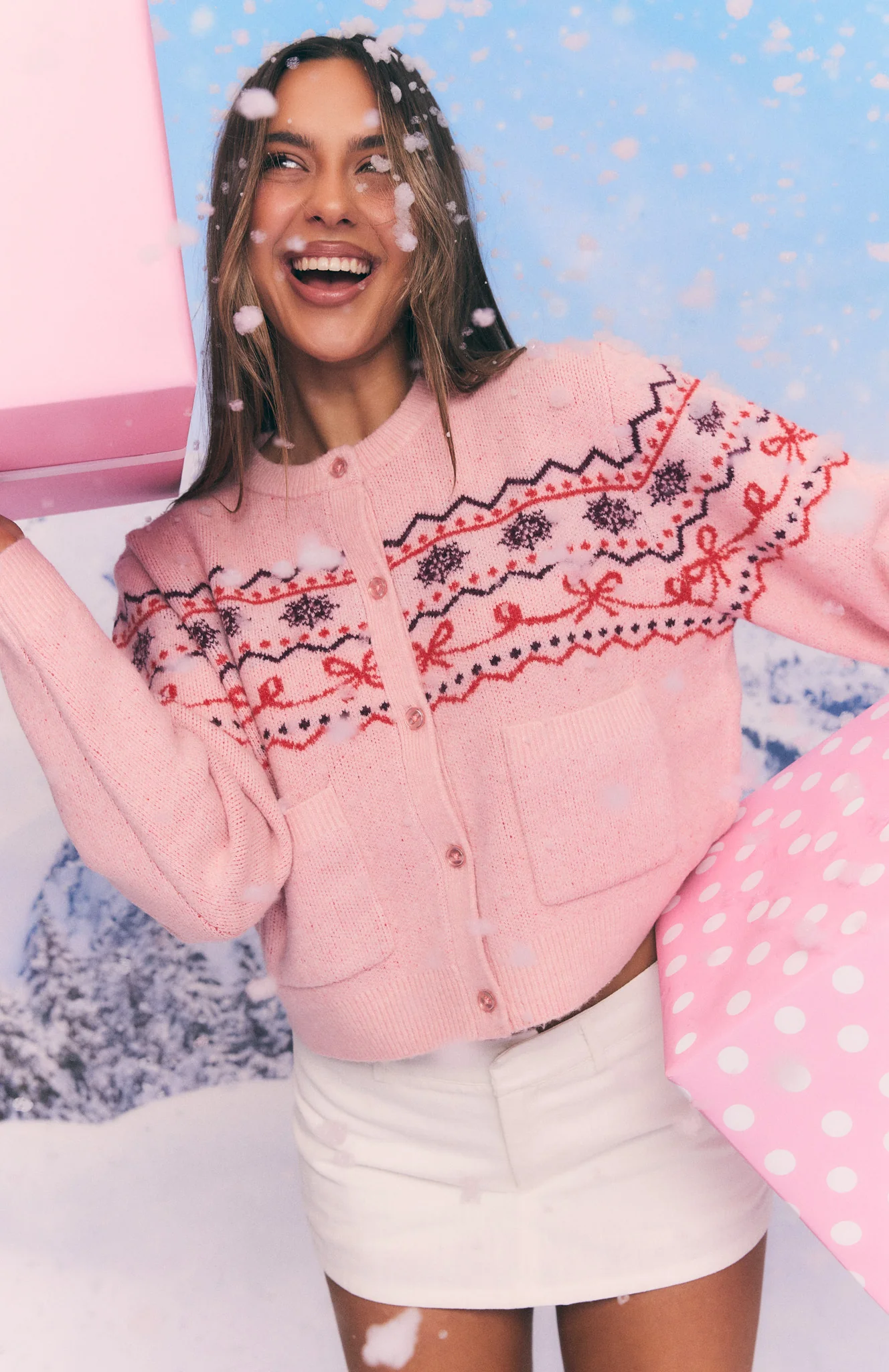 Snowflake Cuddles Knit Cardigan Blossom