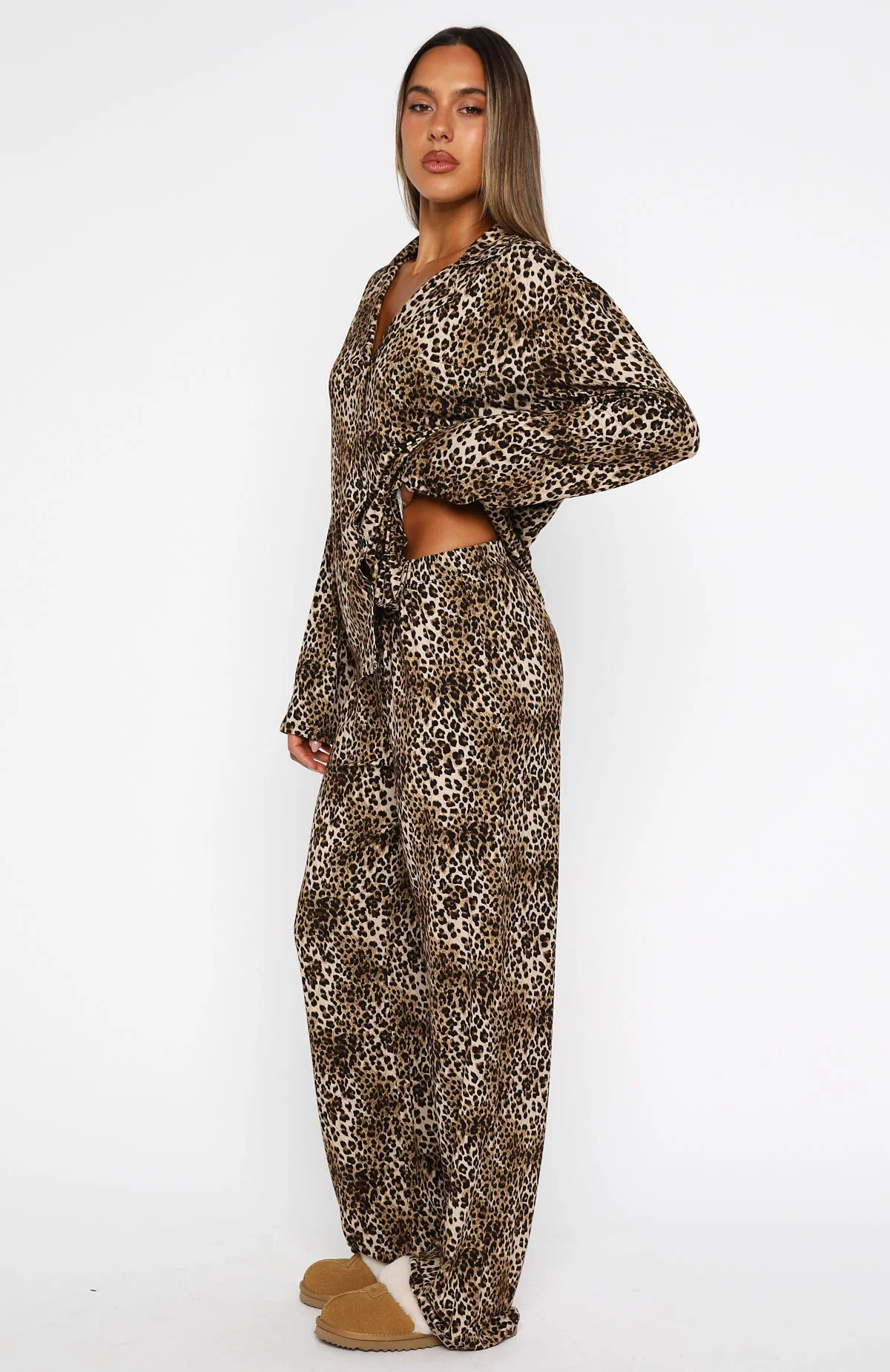 Pillow Talk Printed Long Sleeve Pyjama Set Leopard