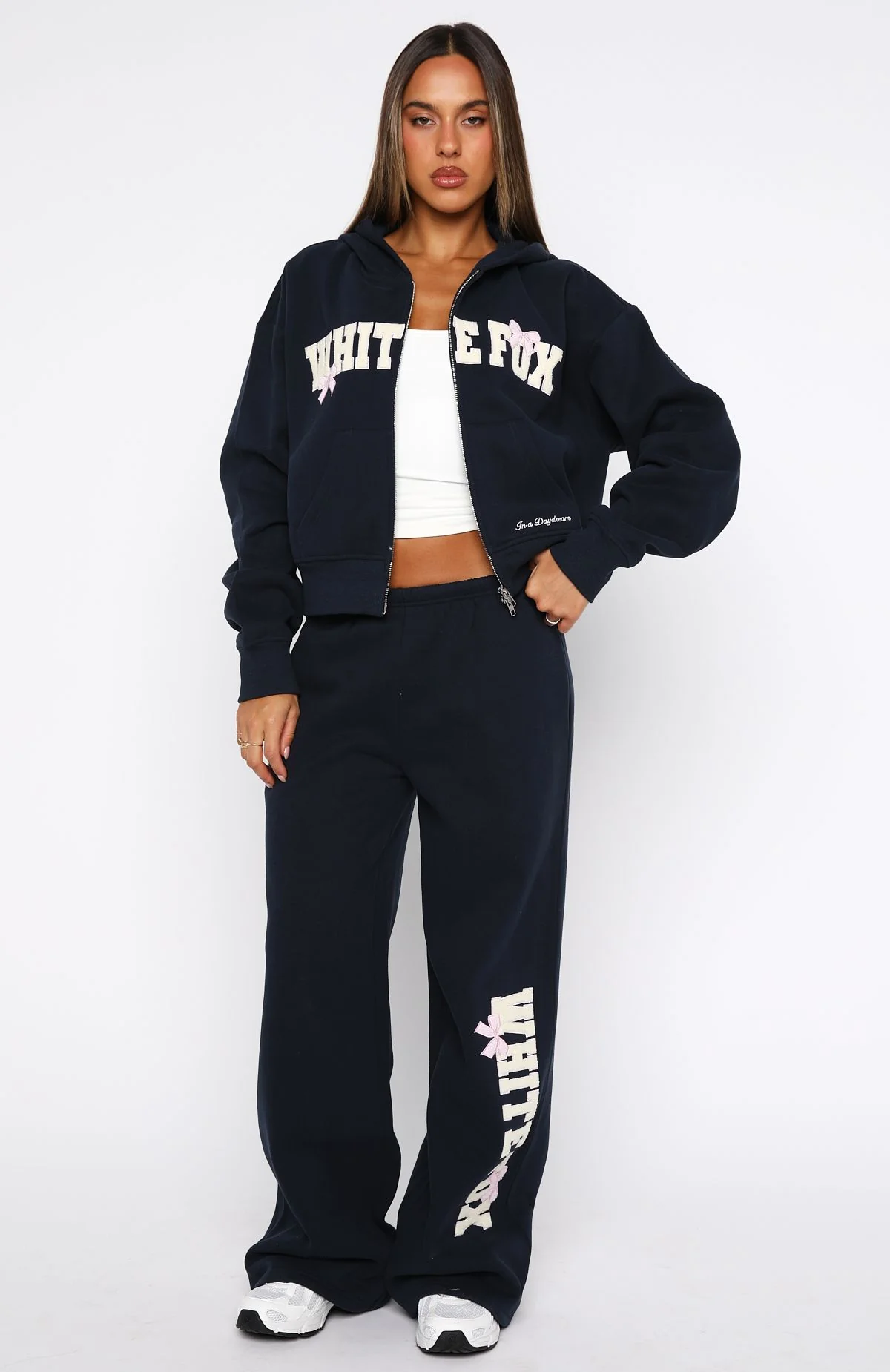 Daydreamers Madeline Wide Leg Sweatpants Navy